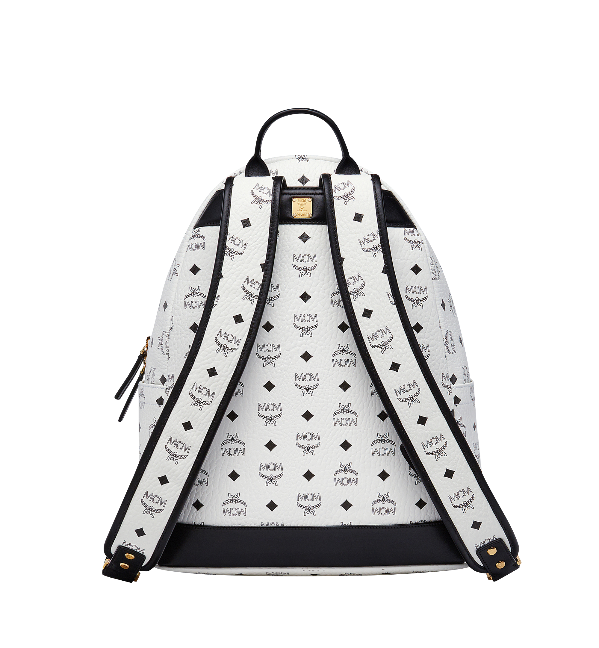 MCM Stark Logo Stripe Backpack in Visetos White MMK8SVE82WT001 Alternate View 3