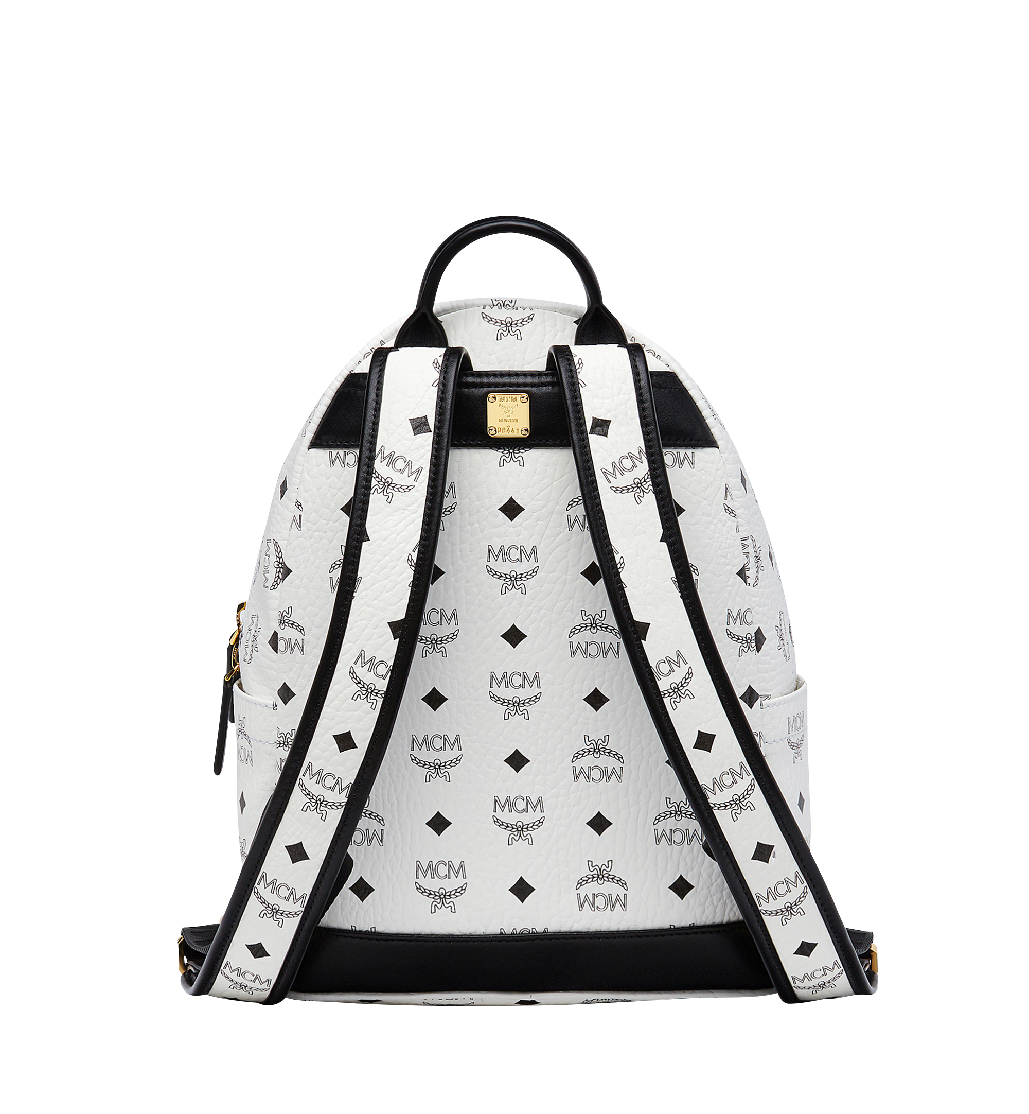 MCM Stark Logo Stripe Backpack in Visetos White MMK8SVE84WT001 Alternate View 3