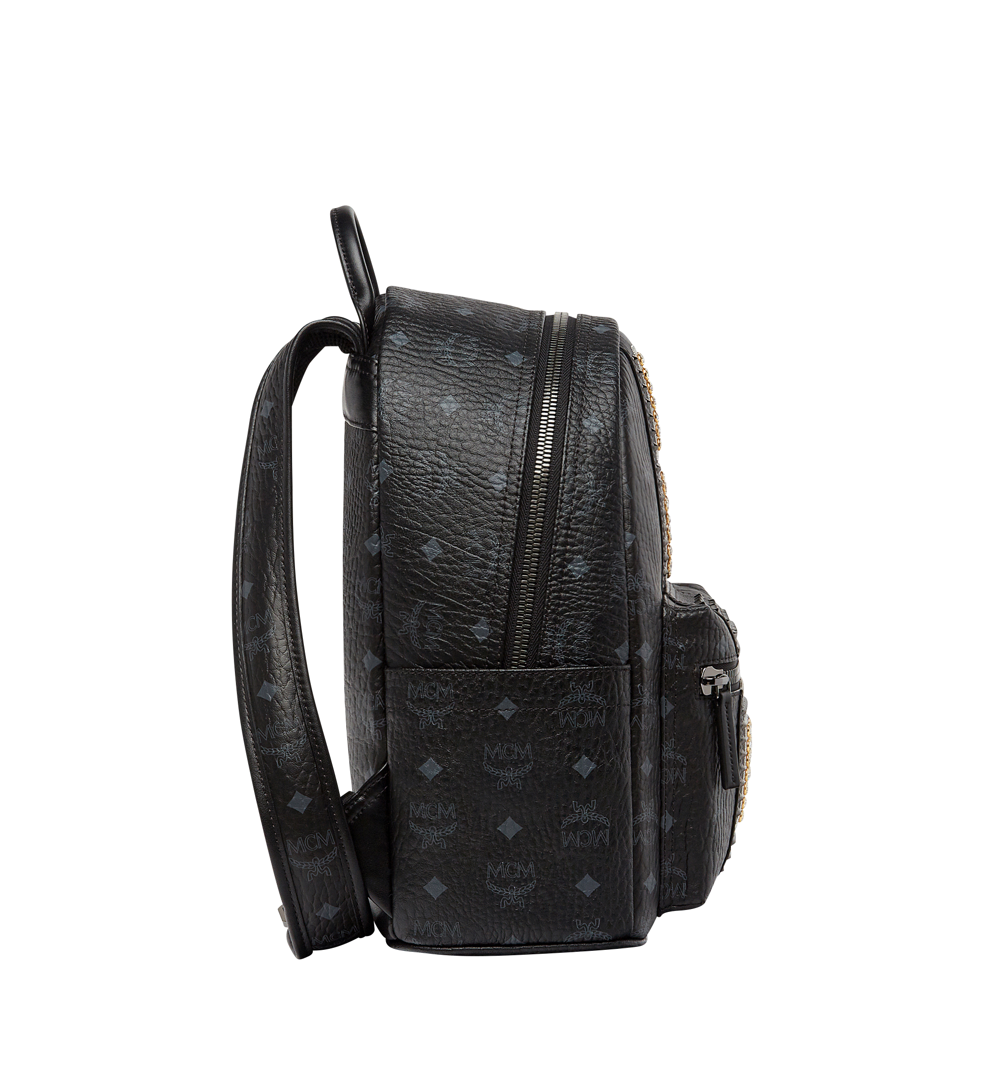 MCM Stark Logo Stripe Backpack in Visetos Black MMK8SVE94BK001 Alternate View 2