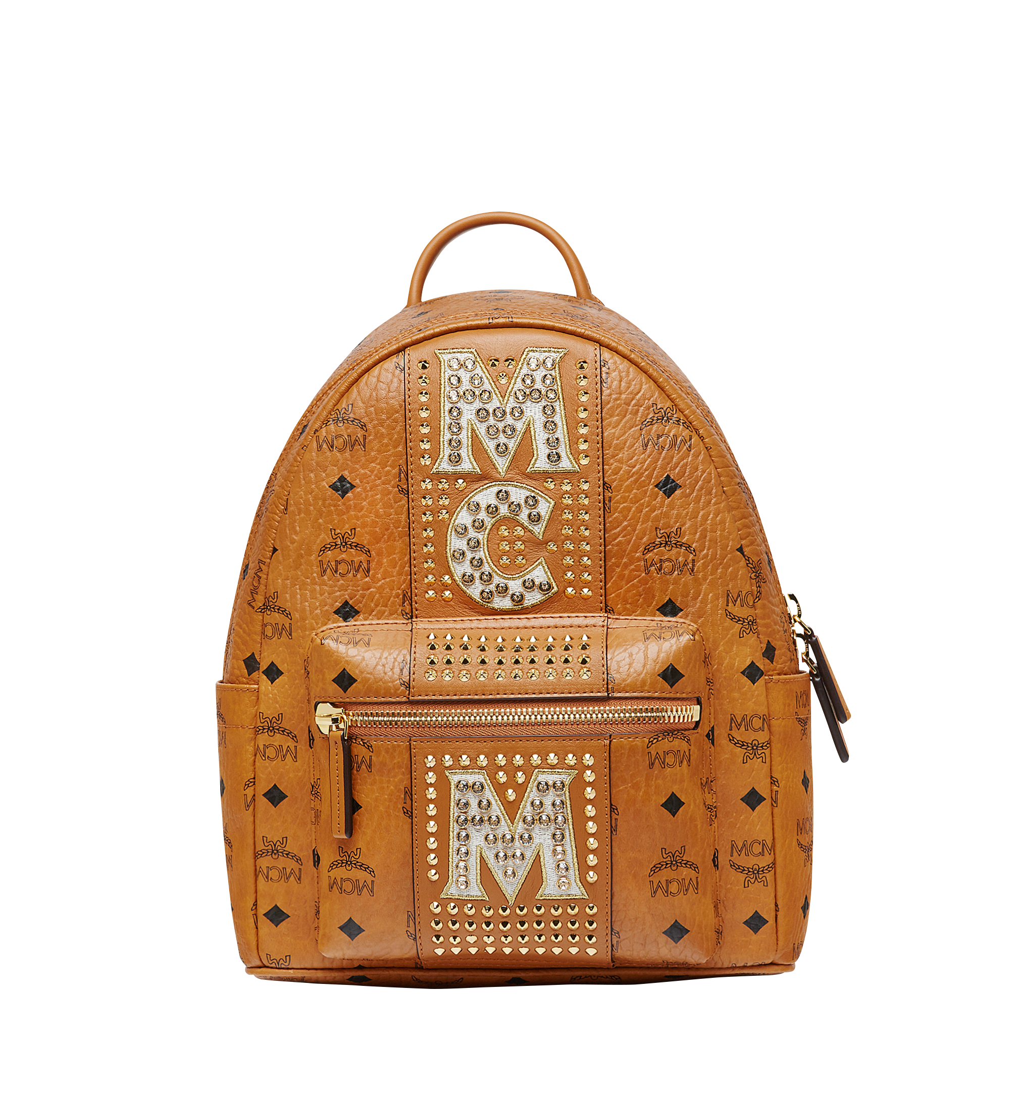 MCM Stark Stripe Crystal Backpack in Visetos Cognac MMK8SVE94CO001 Alternate View 1