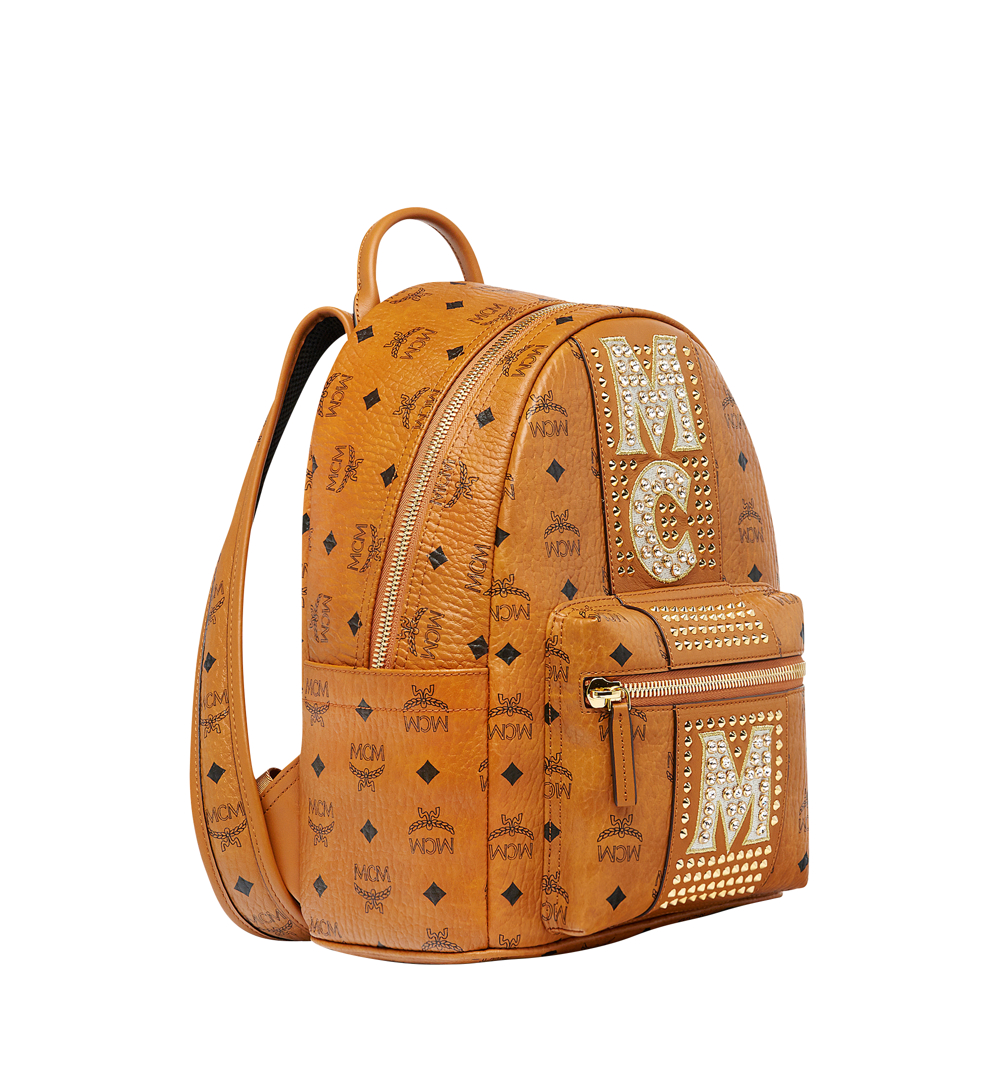 MCM Stark Stripe Crystal Backpack in Visetos Cognac MMK8SVE94CO001 Alternate View 1
