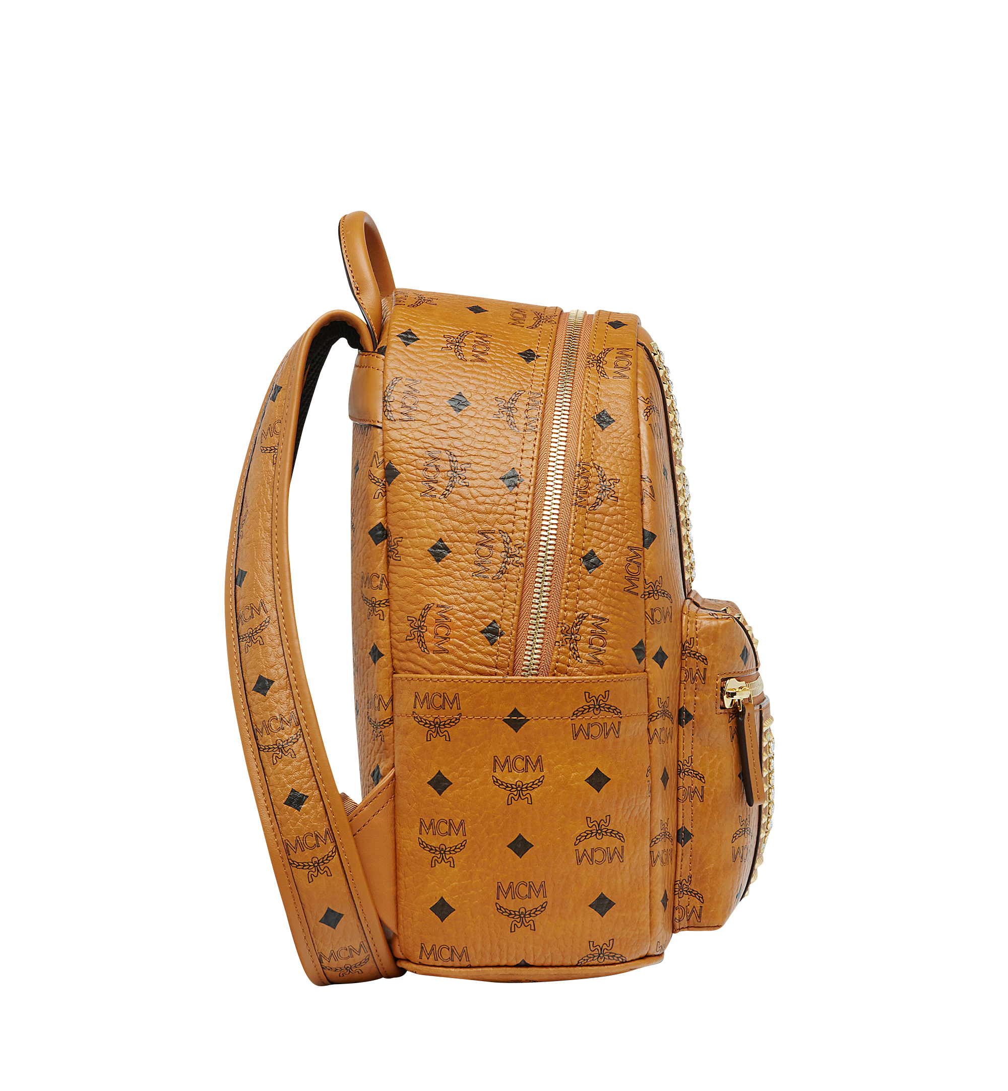 Small Stark Stripe Crystal Backpack in Visetos Cognac MCM FR