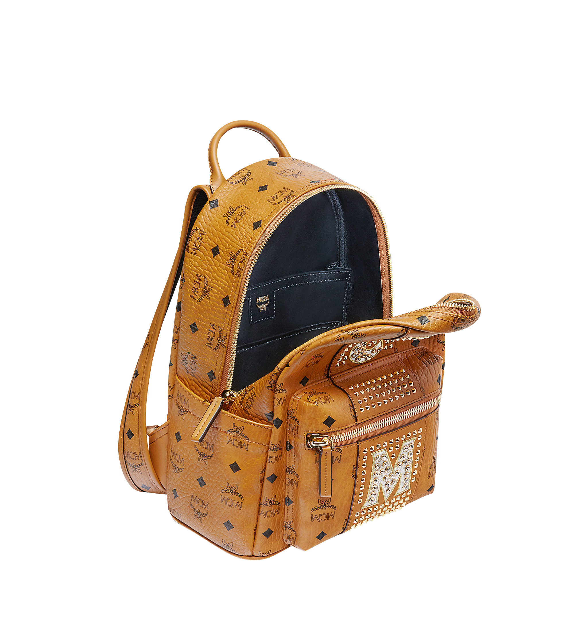 MCM Stark Stripe Crystal Backpack in Visetos Cognac MMK8SVE94CO001 Alternate View 4