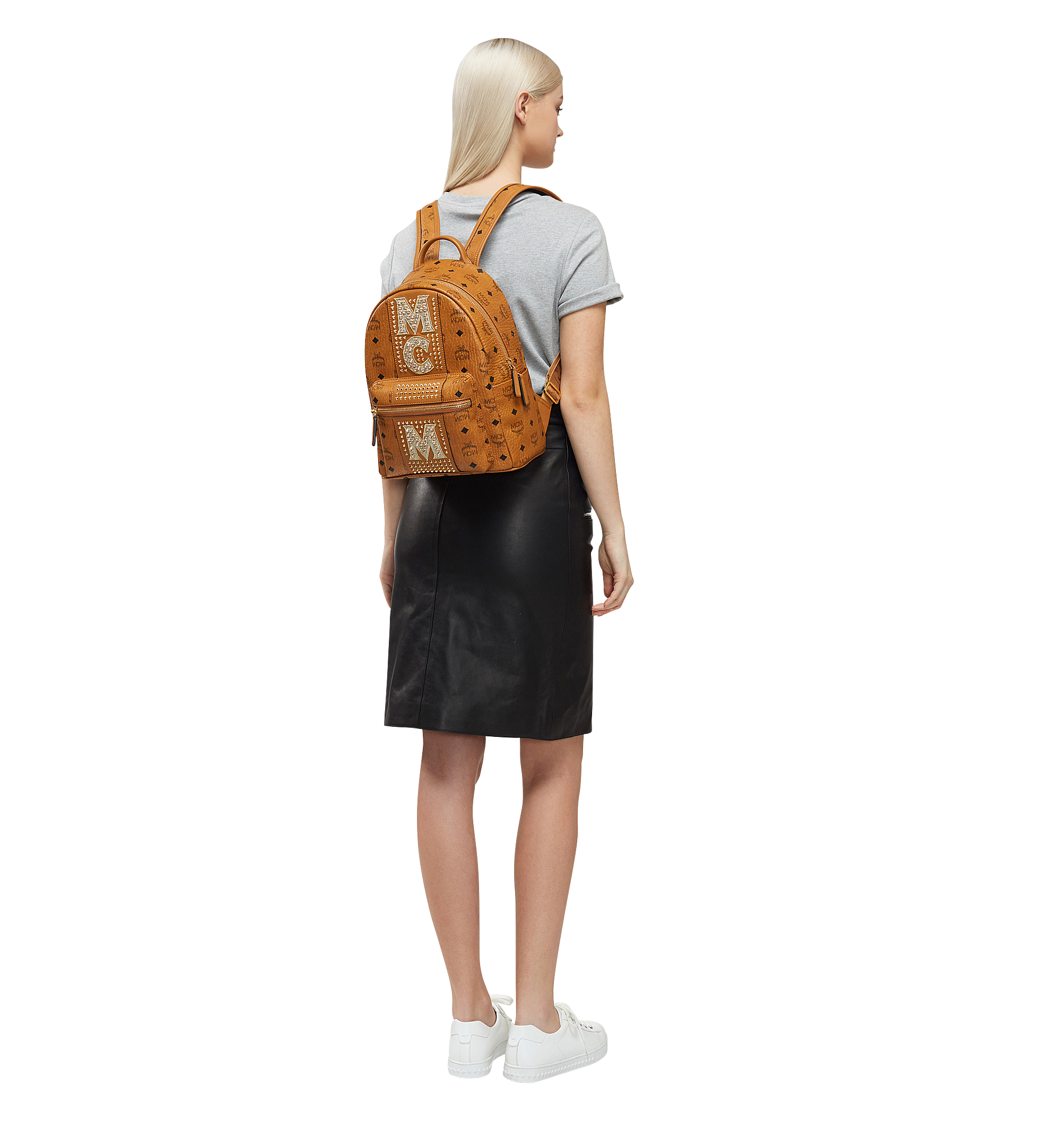 MCM Stark Stripe Crystal Backpack in Visetos Cognac MMK8SVE94CO001 Alternate View 5