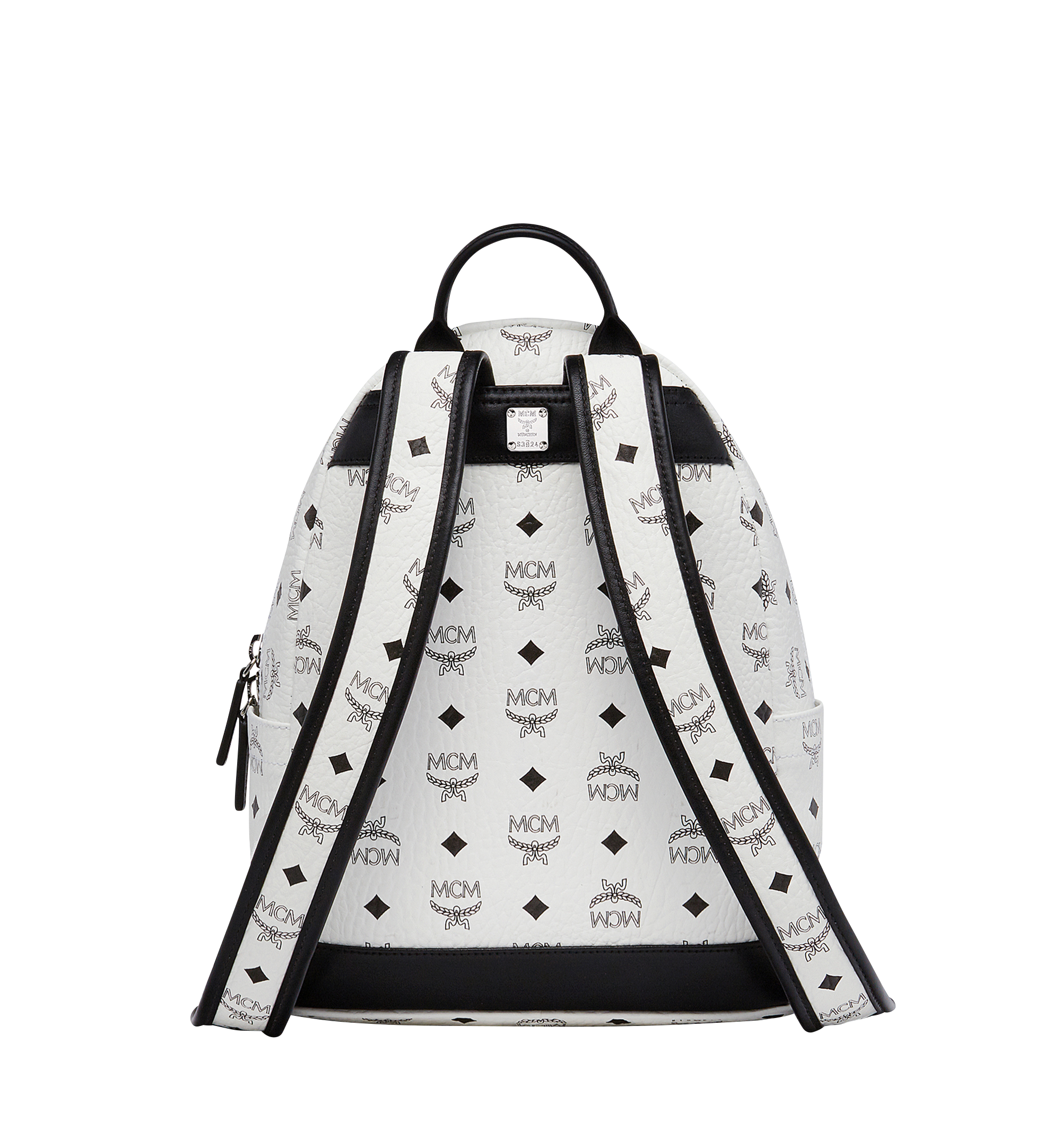 MCM Stark Logo Stripe Backpack in Visetos White MMK8SVE94WT001 Alternate View 3