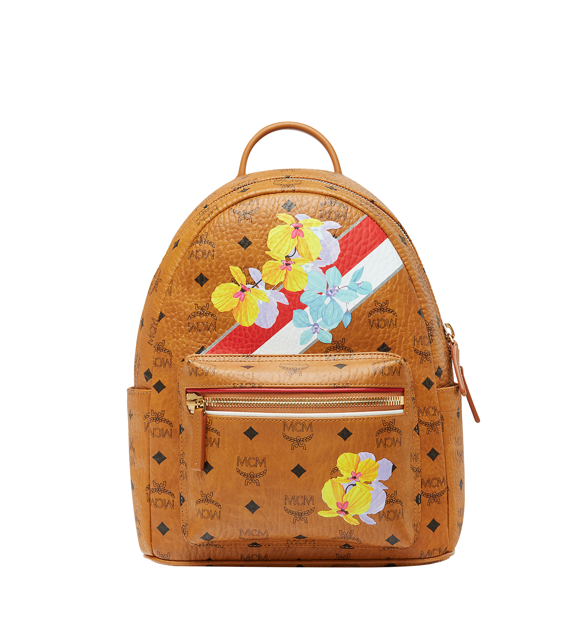 MCM Stark Backpack in Floral Stripe Visetos Cognac MMK8SVE95CO001 Alternate View 1