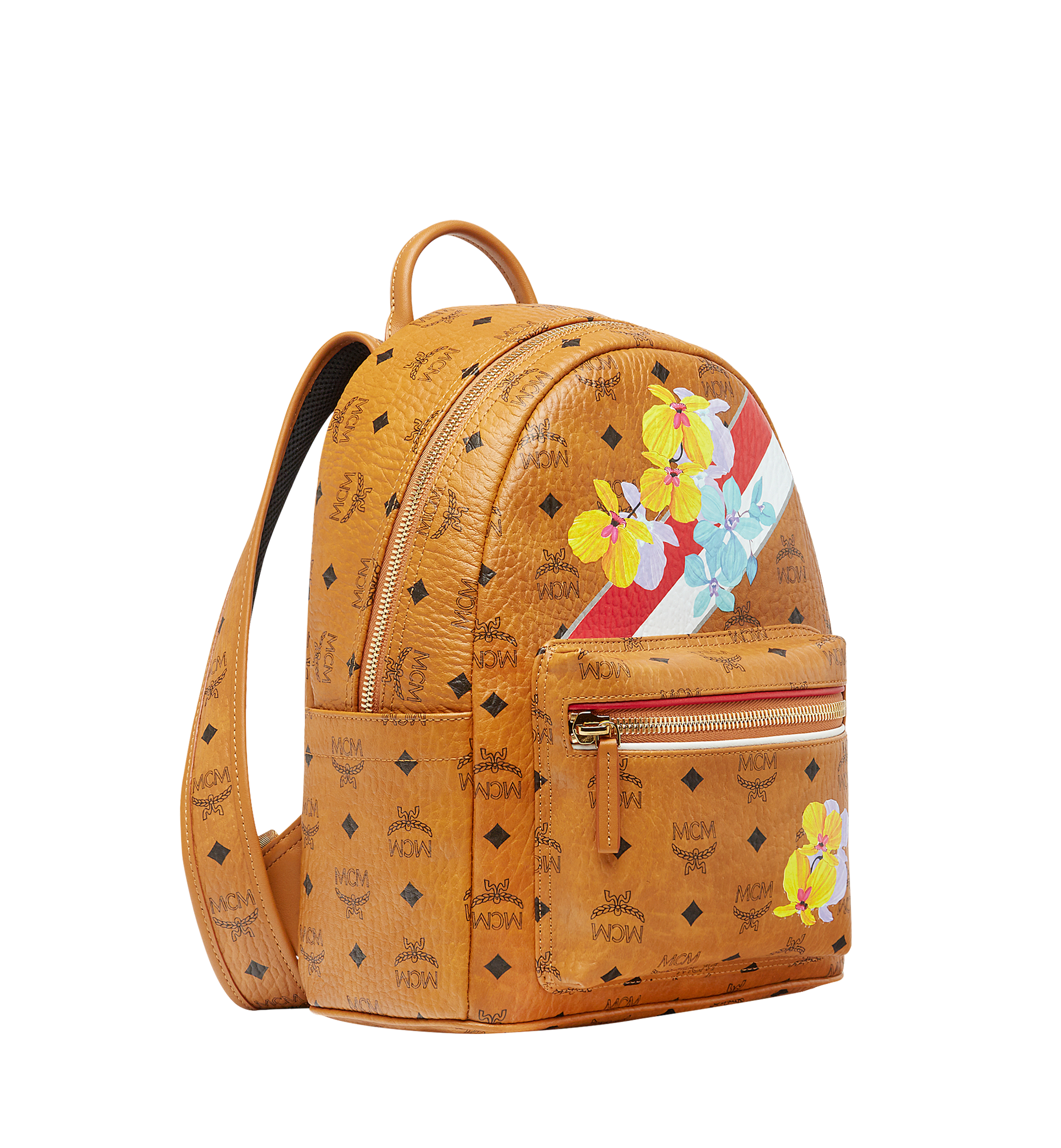 MCM Stark Backpack in Floral Stripe Visetos Cognac MMK8SVE95CO001 Alternate View 1