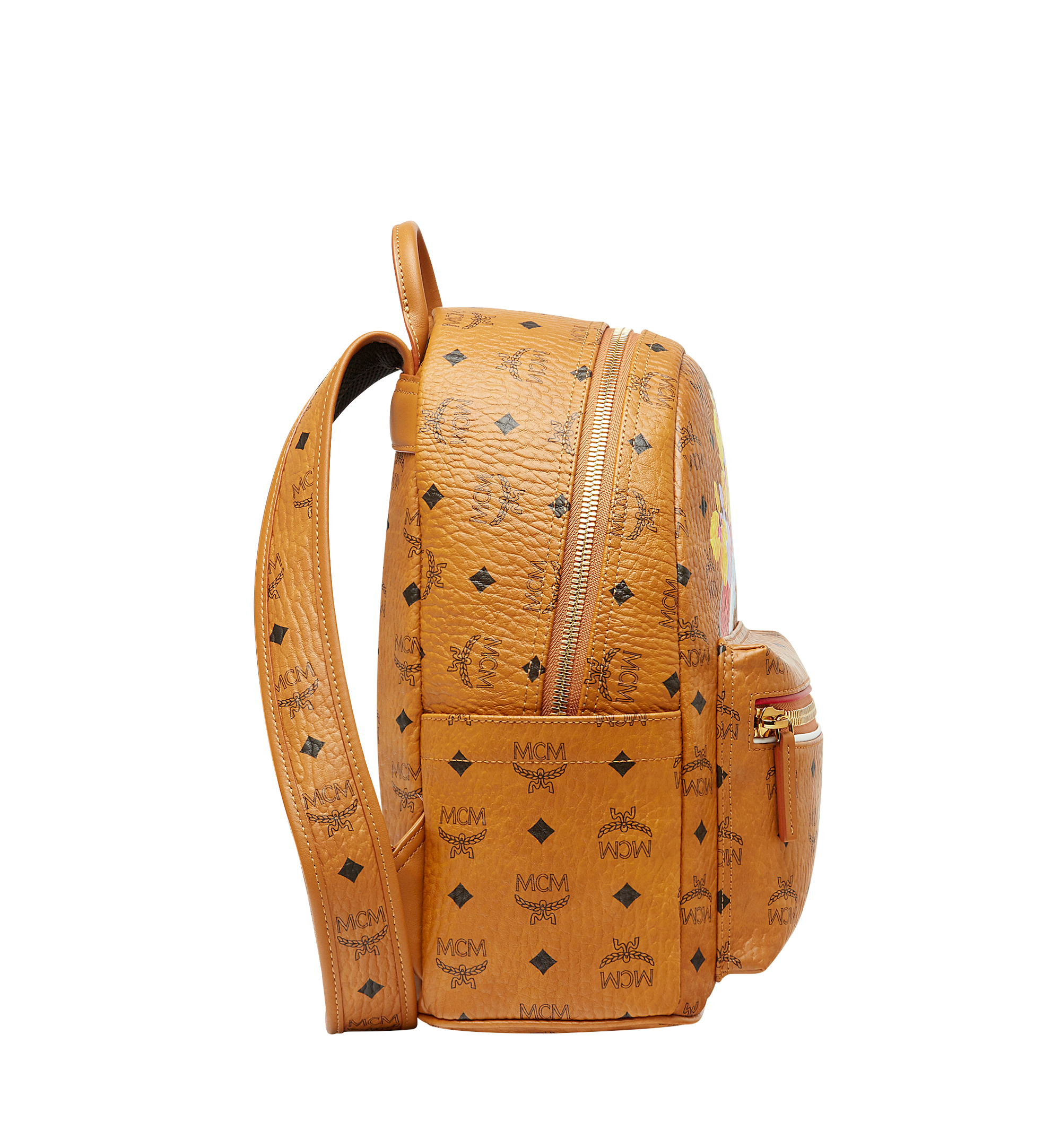 MCM Stark Backpack in Floral Stripe Visetos Cognac MMK8SVE95CO001 Alternate View 2