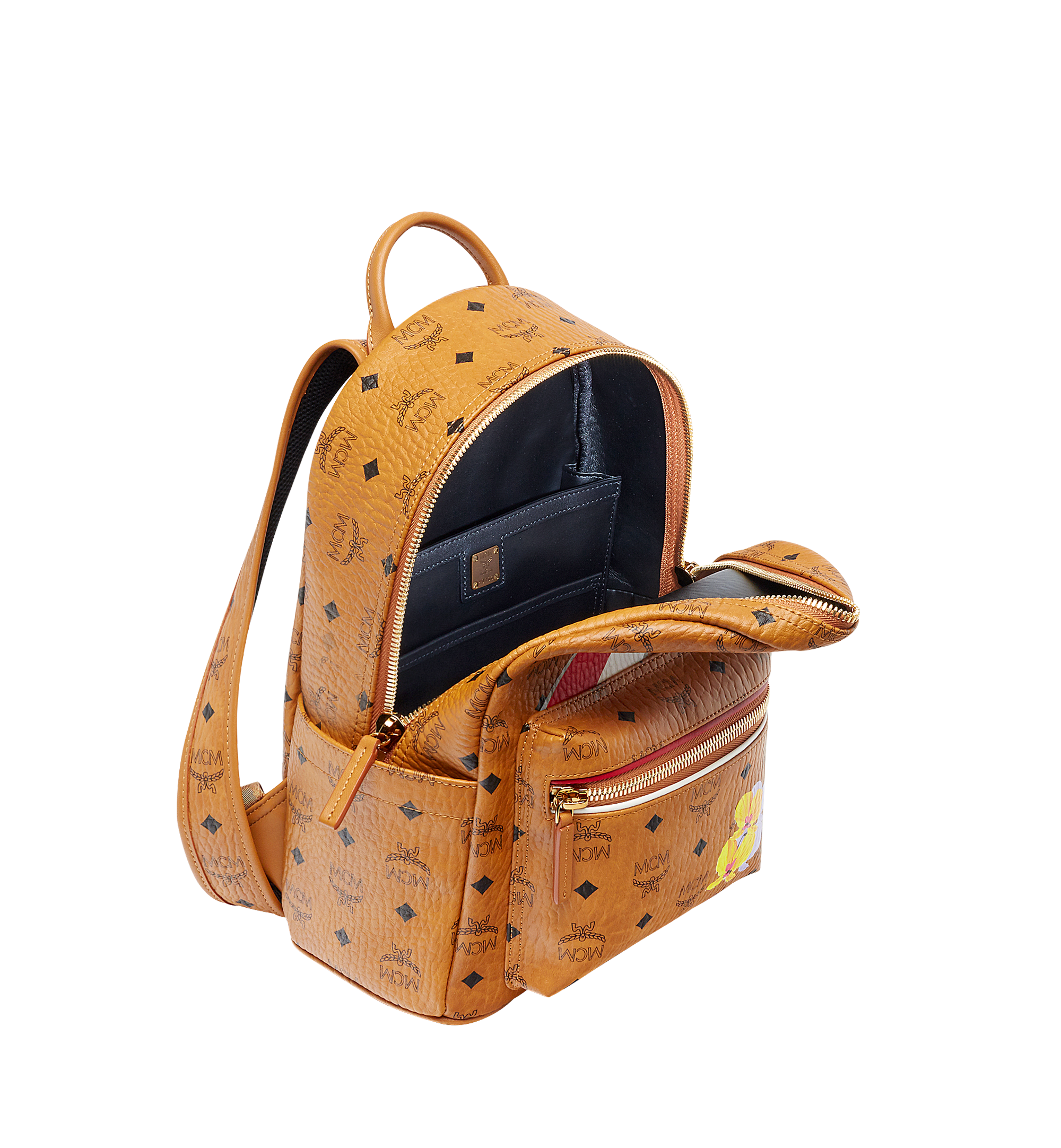 Small Stark Backpack in Floral Stripe Visetos Cognac MCM DE