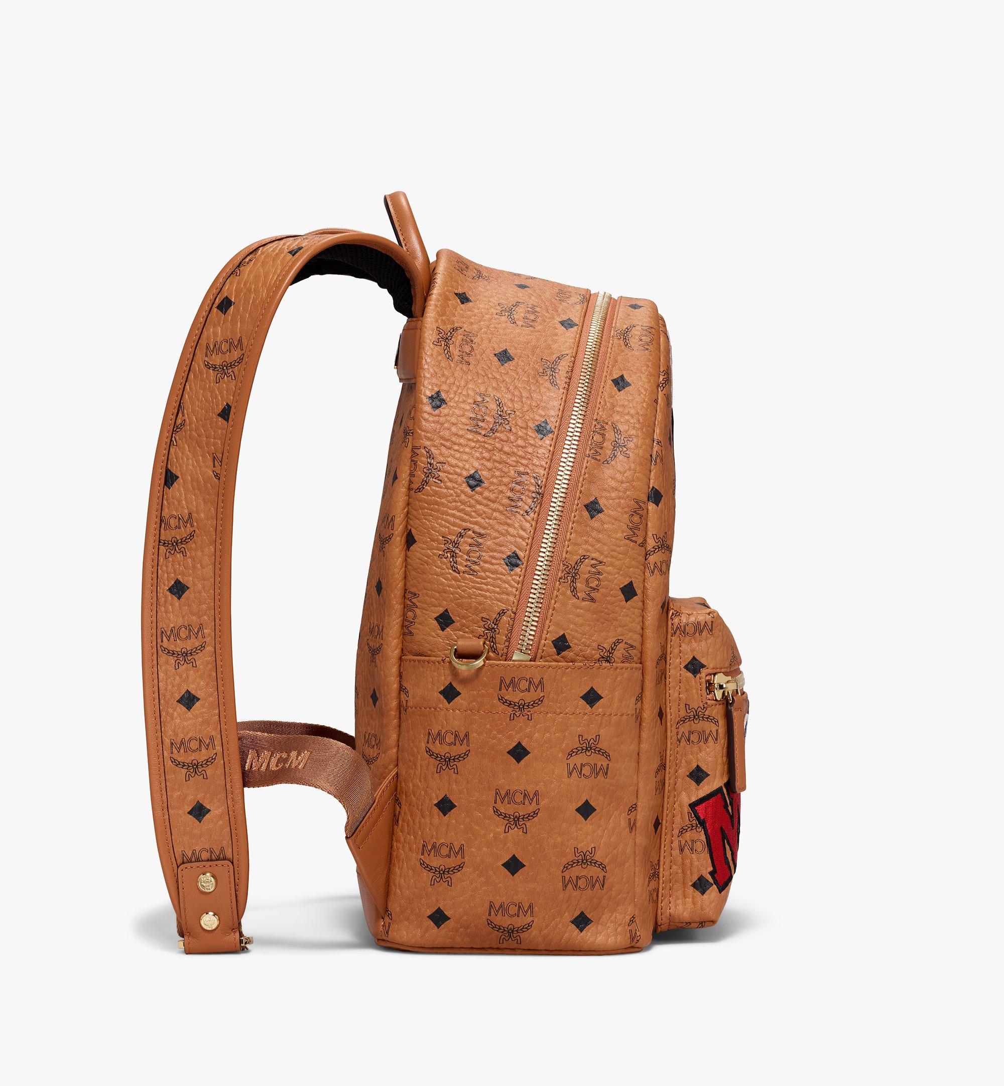 MCM x BAPE Shark Stark Backpack Visetos Cognac