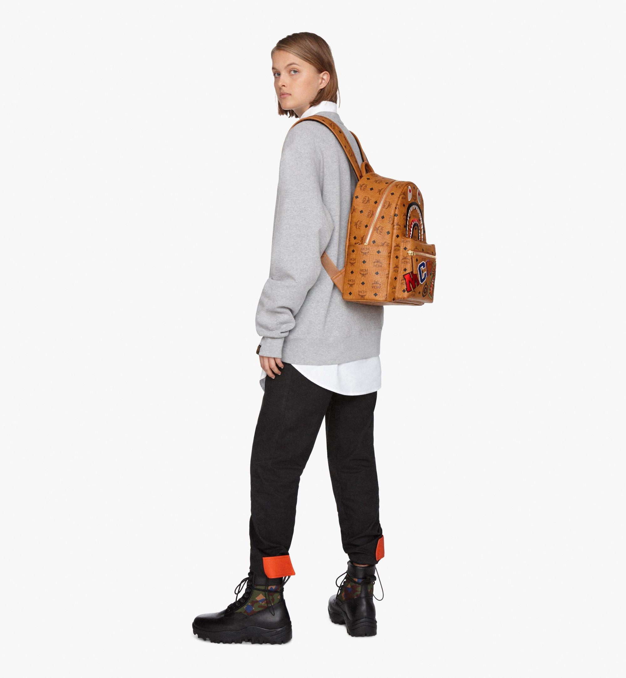 MCM MCM x BAPE Shark Stark Backpack in Visetos Cognac MMK9AMB01CO001 Alternate View 5
