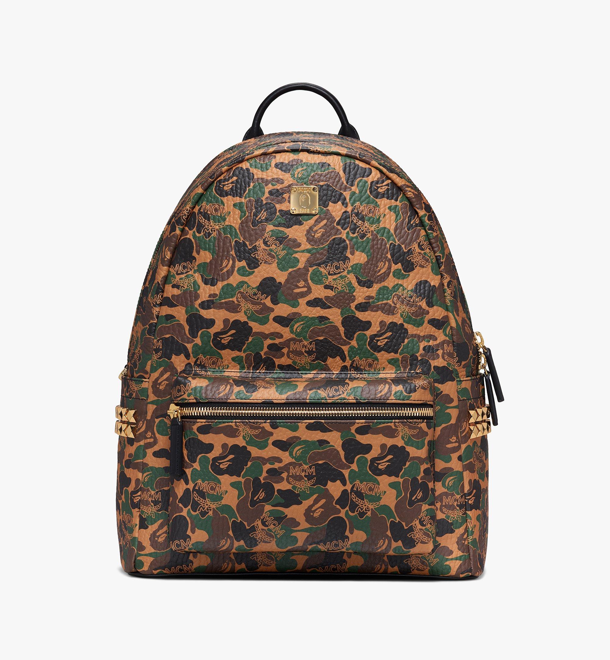 Large MCM x BAPE Stark Backpack in Camo Visetos BAPE Camo