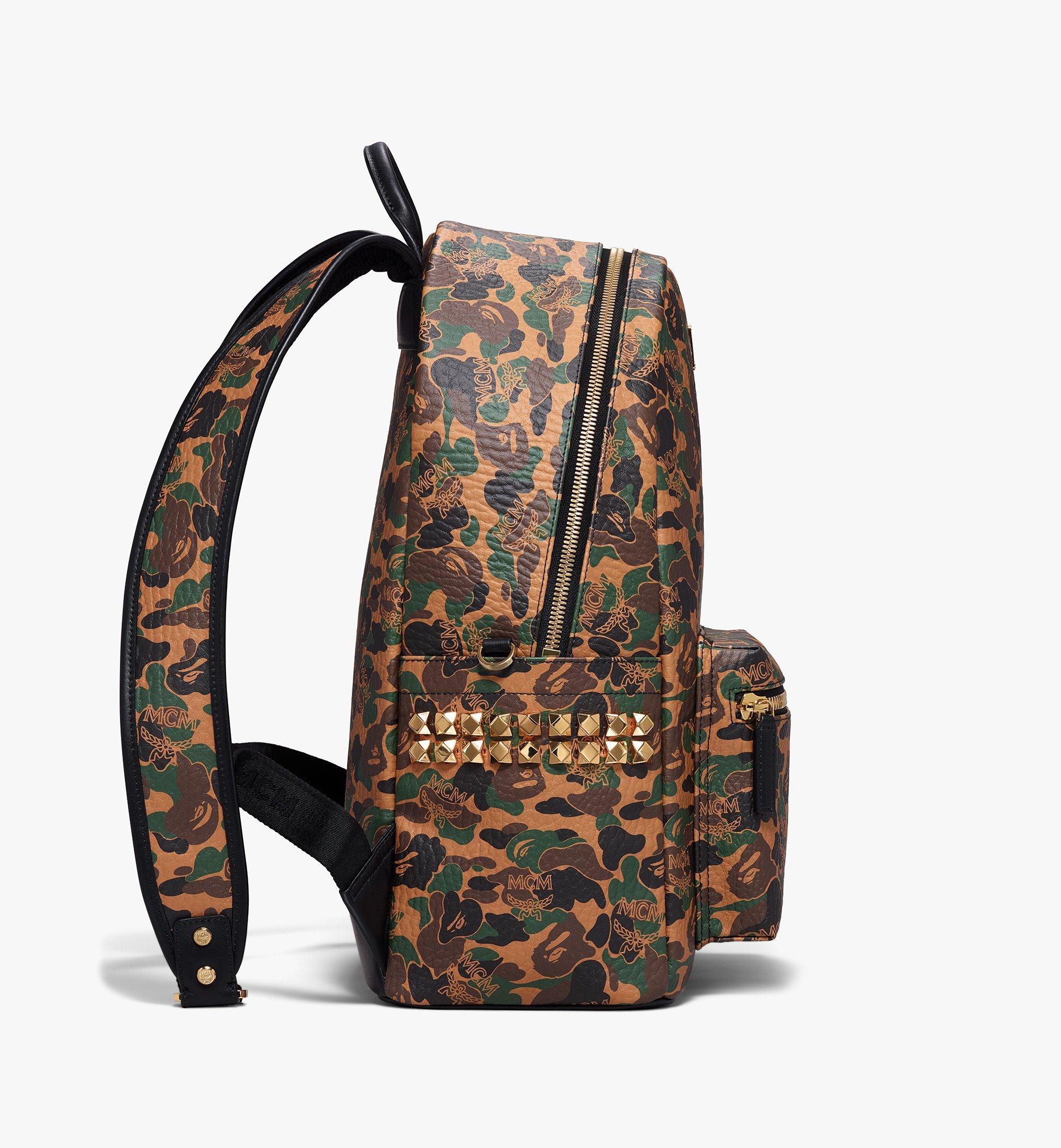 Large MCM x BAPE Stark Backpack in Camo Visetos BAPE Camo