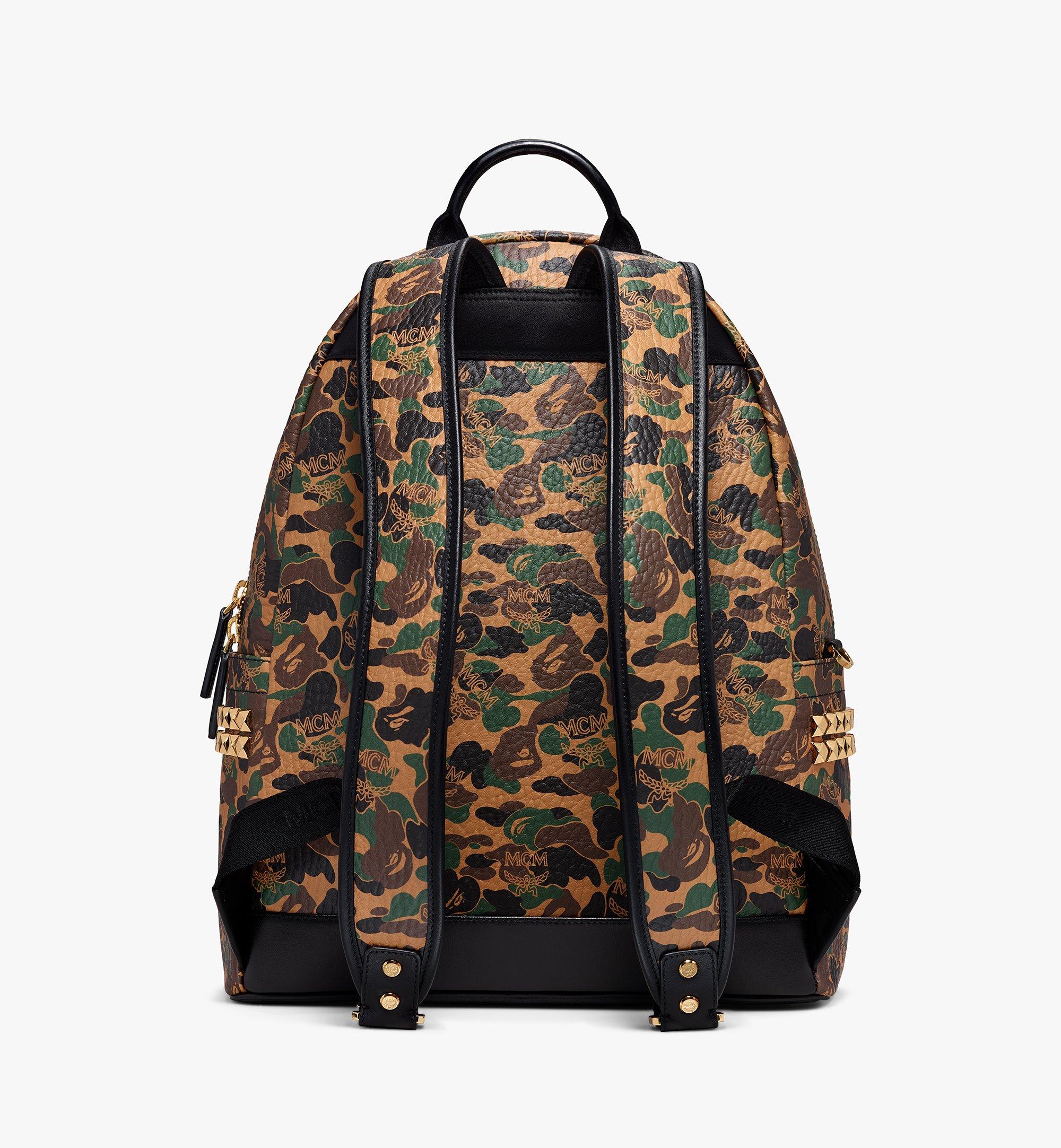 Large MCM x BAPE Stark Backpack in Camo Visetos BAPE Camo