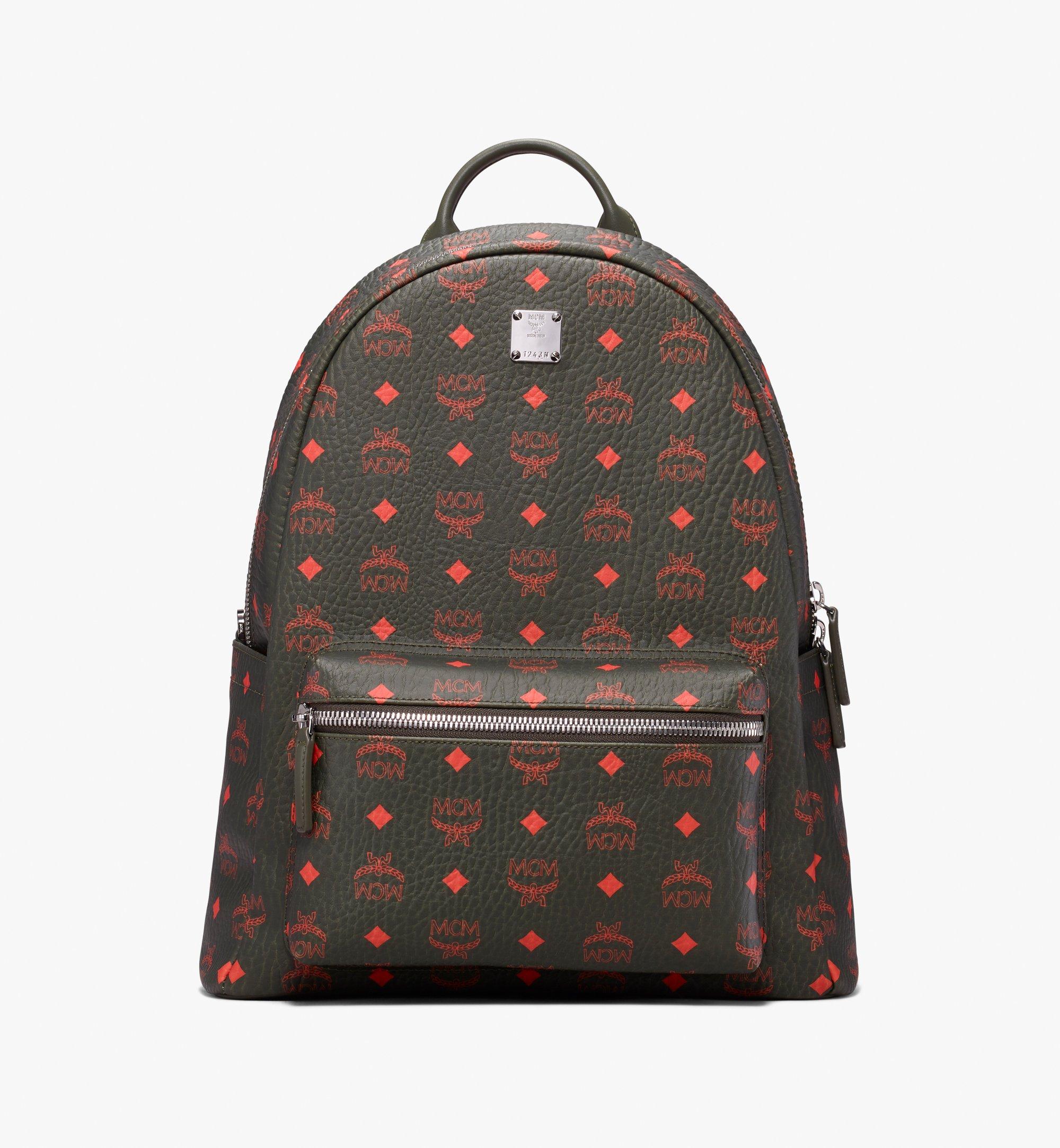 black and red mcm backpack