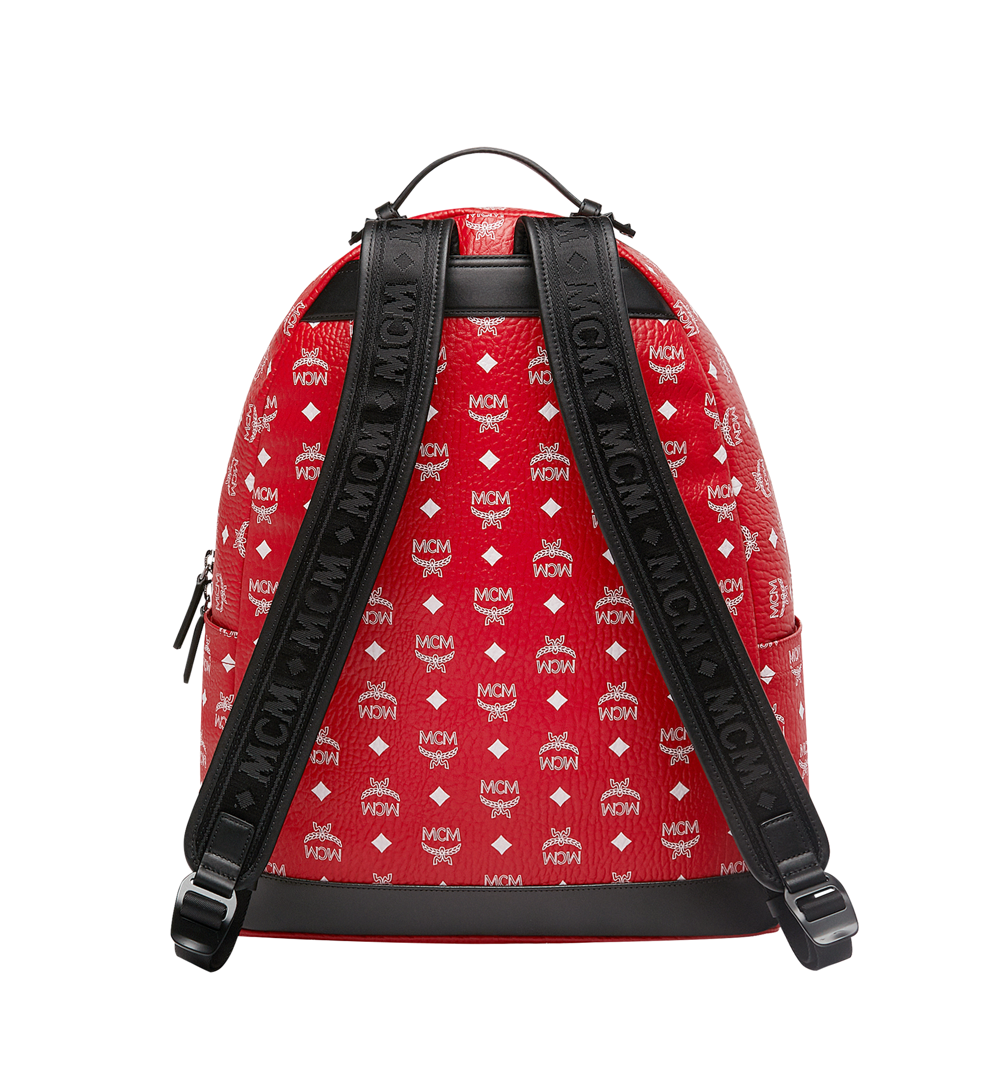 X Large Stark Backpack in White Logo Visetos Red MCM BE