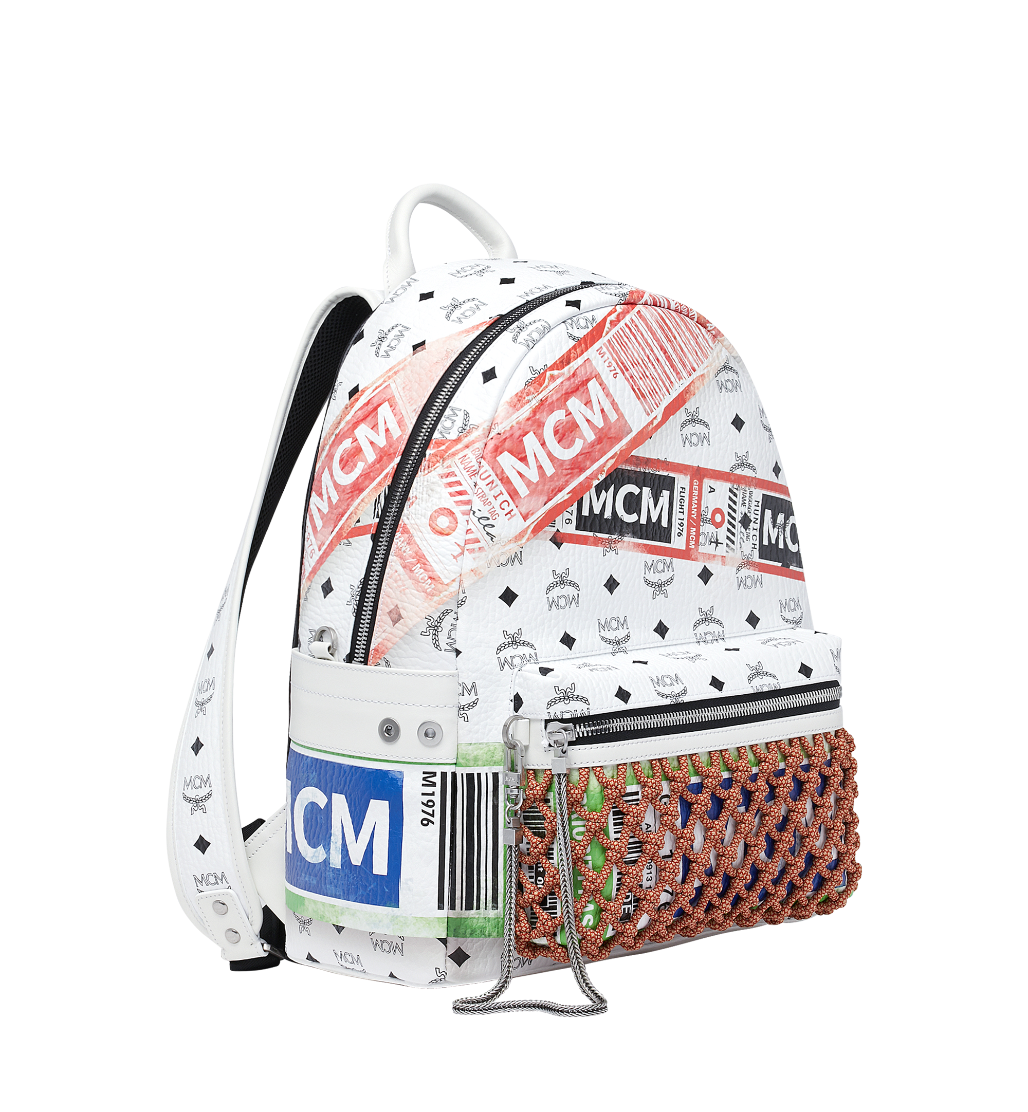 MCM Stark Backpack in Flight Print Visetos White MMK9SVE24WT001 Alternate View 1