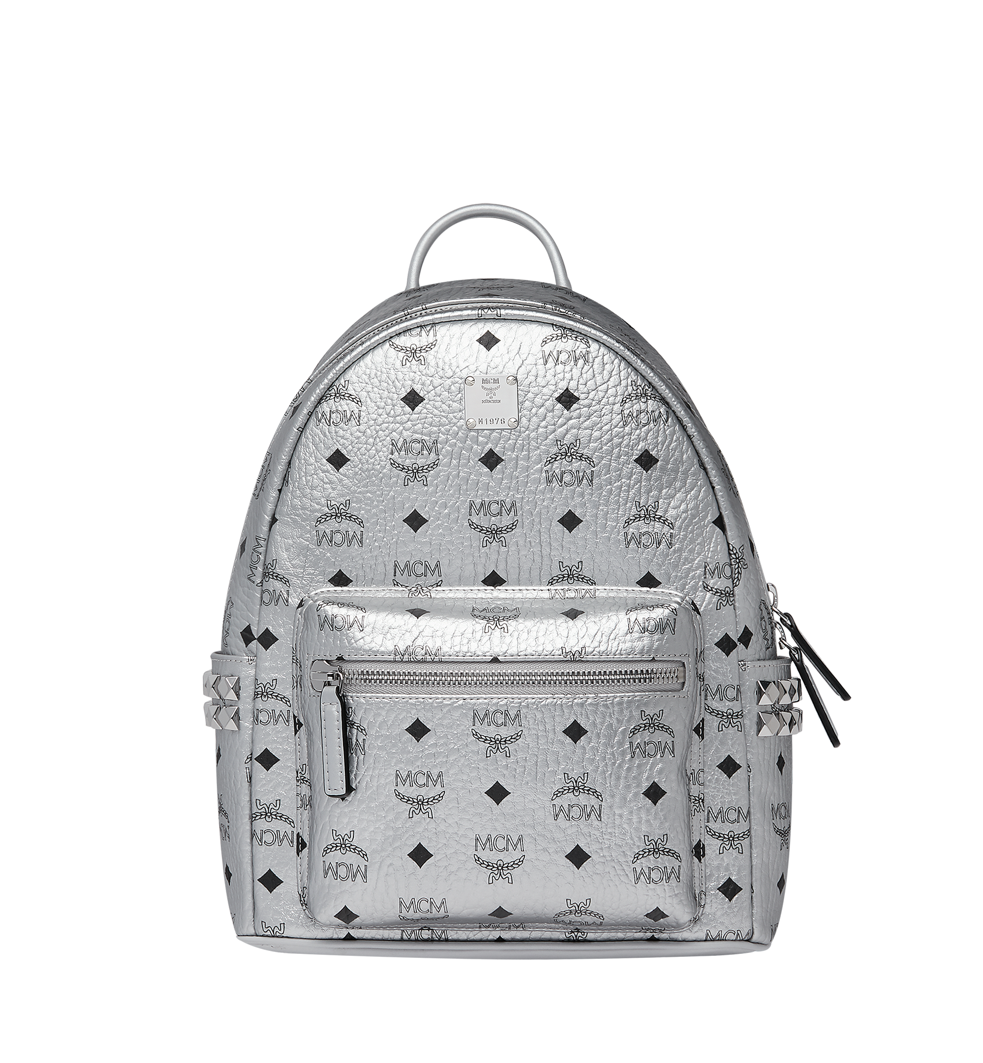 Small Stark Side Studs Backpack in Visetos Silver   MCM ®CA