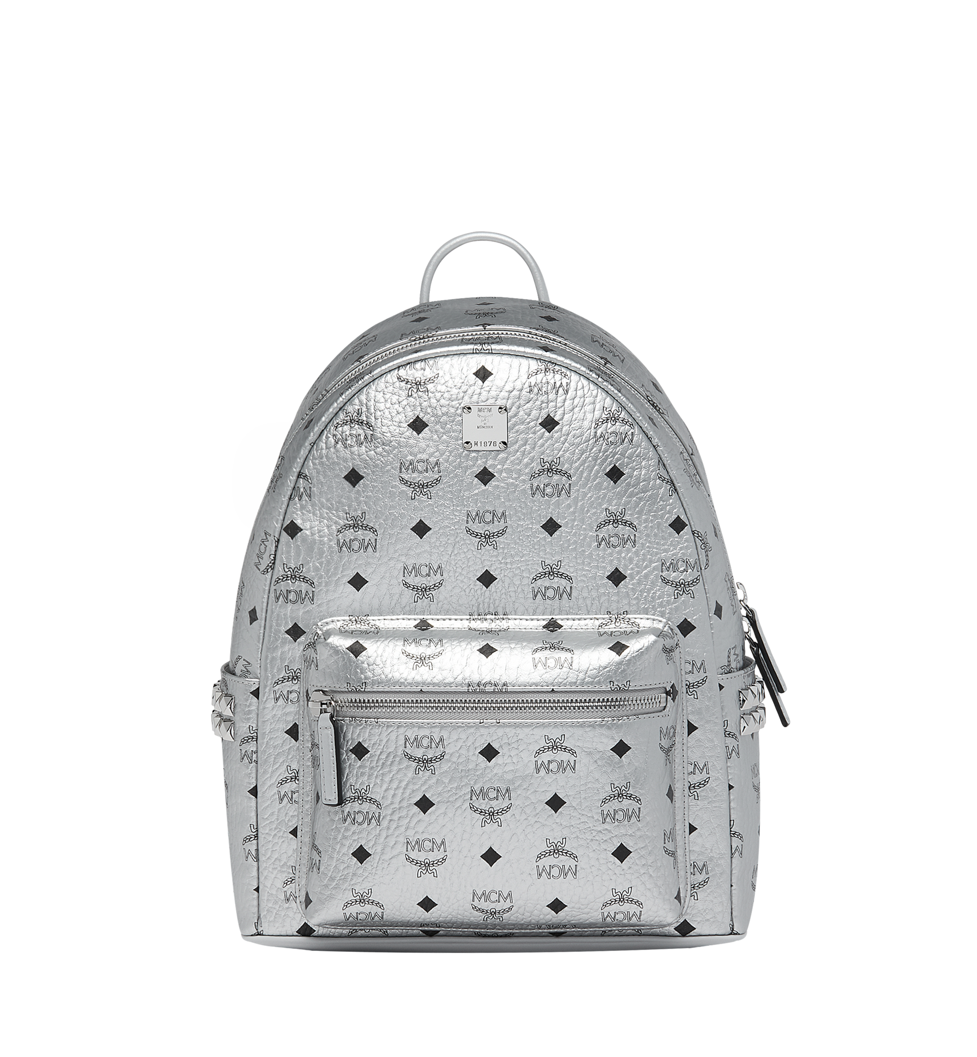 MCM Stark Side Studs Backpack in Visetos Silver MMK9SVE44SB001 Alternate View 1