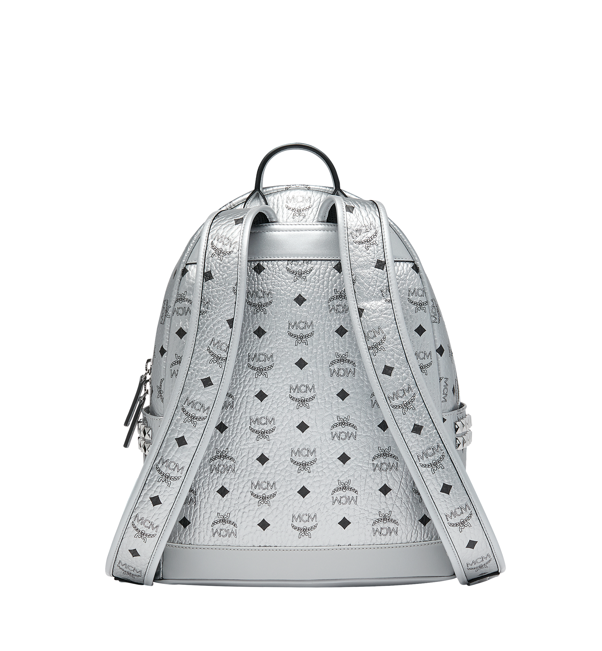 MCM Stark Side Studs Backpack in Visetos Silver MMK9SVE44SB001 Alternate View 3