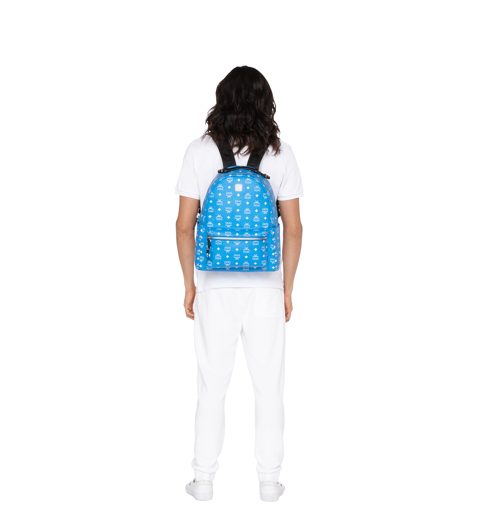 MCM Stark Backpack in White Logo Visetos Blue MMK9SVE48HI001 Alternate View 2