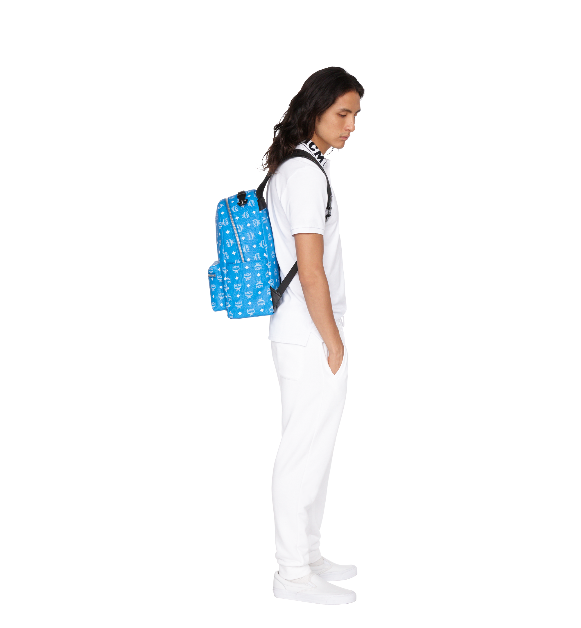 MCM Stark Backpack in White Logo Visetos Blue MMK9SVE48HI001 Alternate View 5