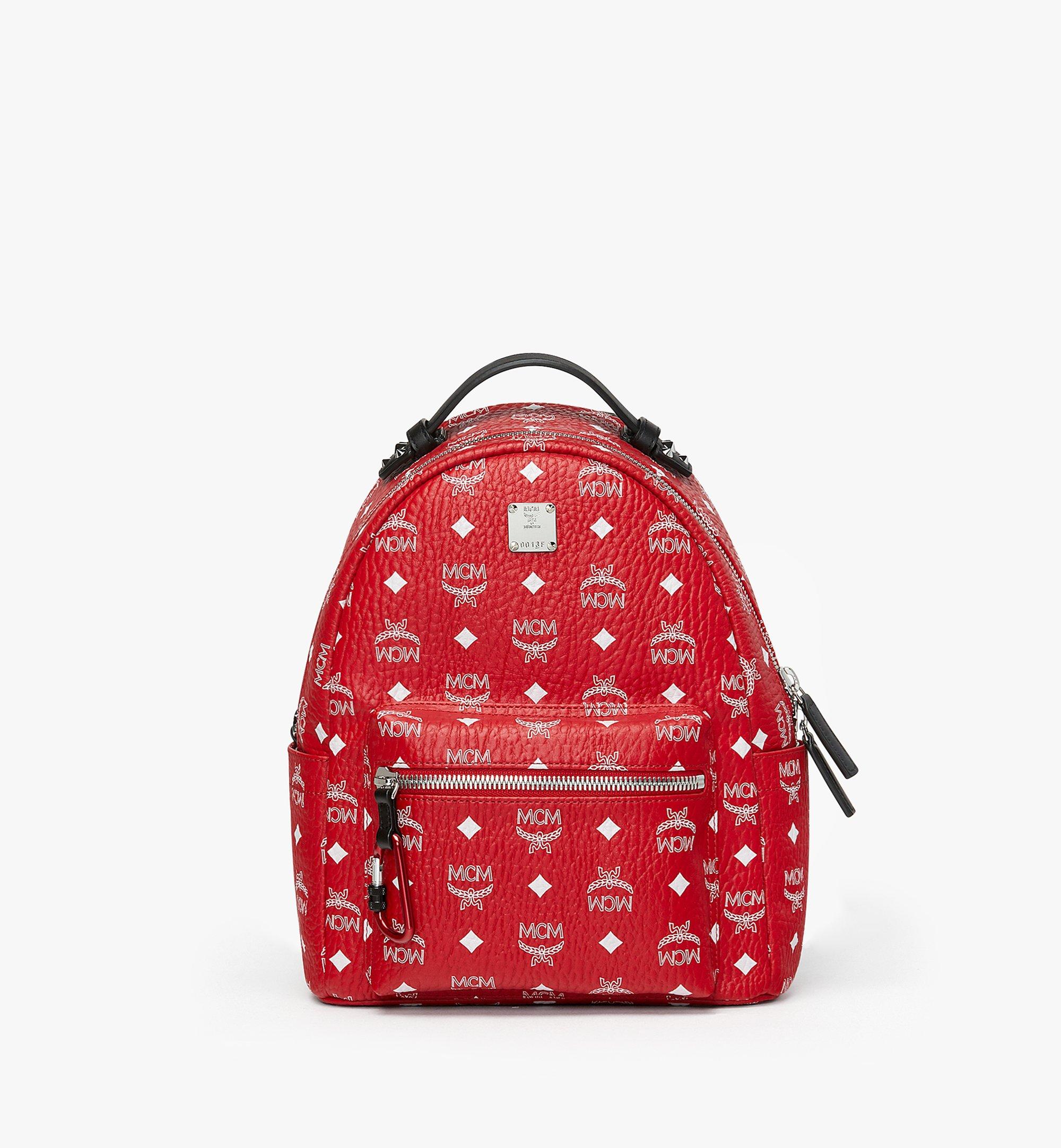 Small Stark Backpack in White Logo Visetos Red | MCM ®CA