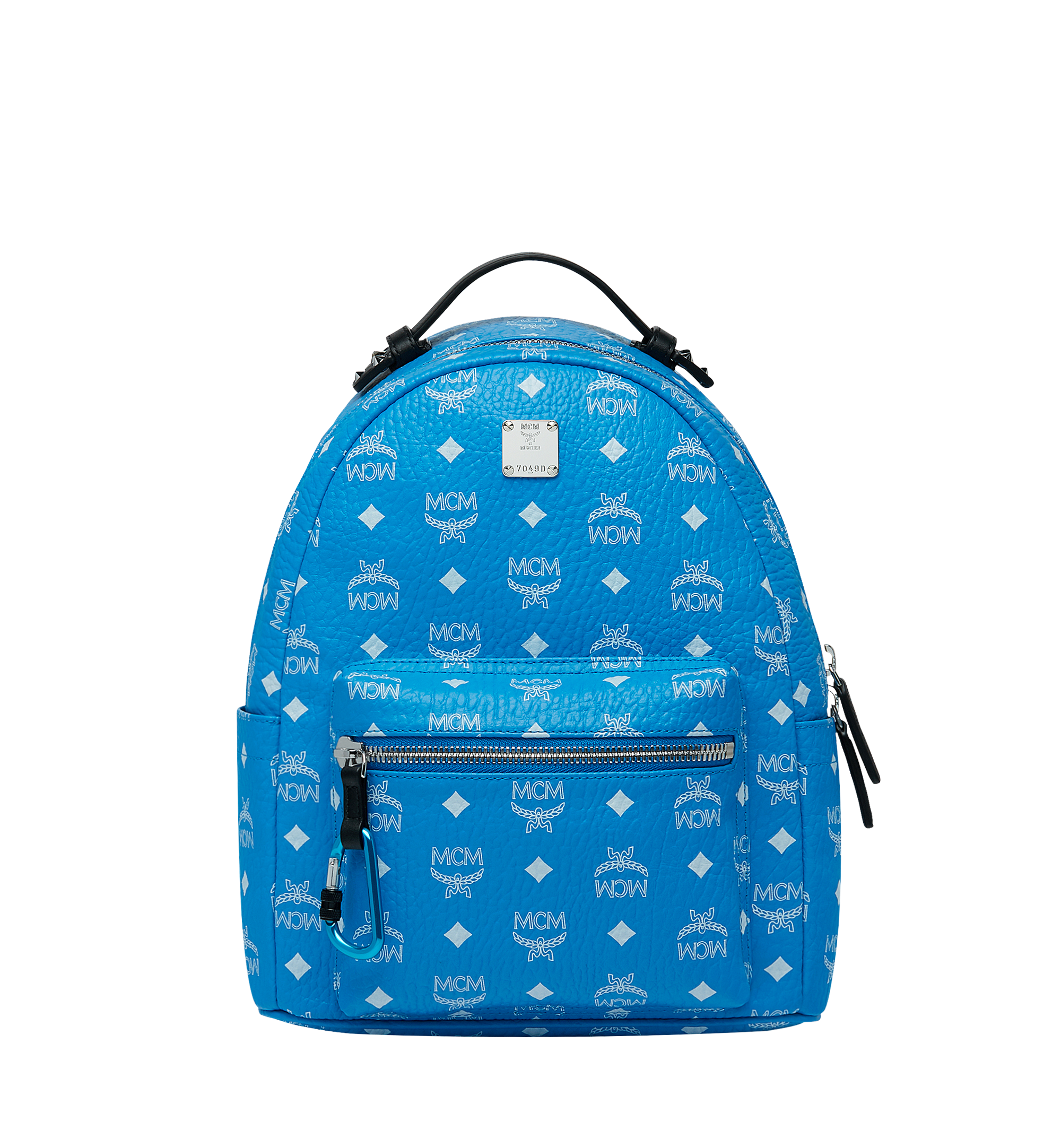 Small Stark Backpack in White Logo Visetos Blue | MCM ®US