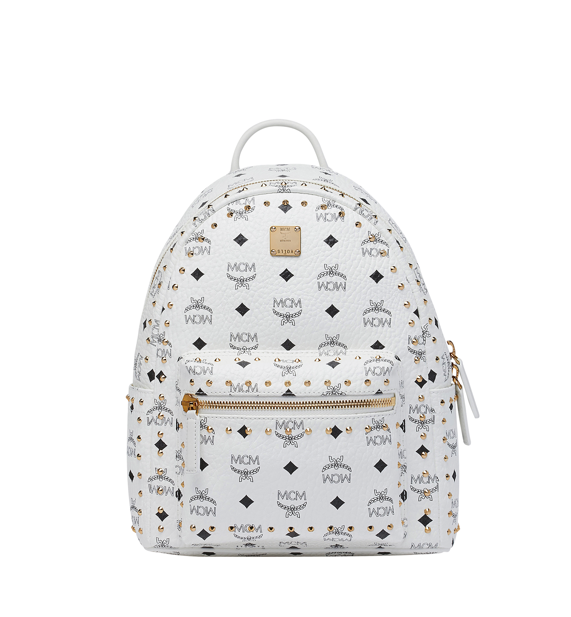 white and gold mcm backpack