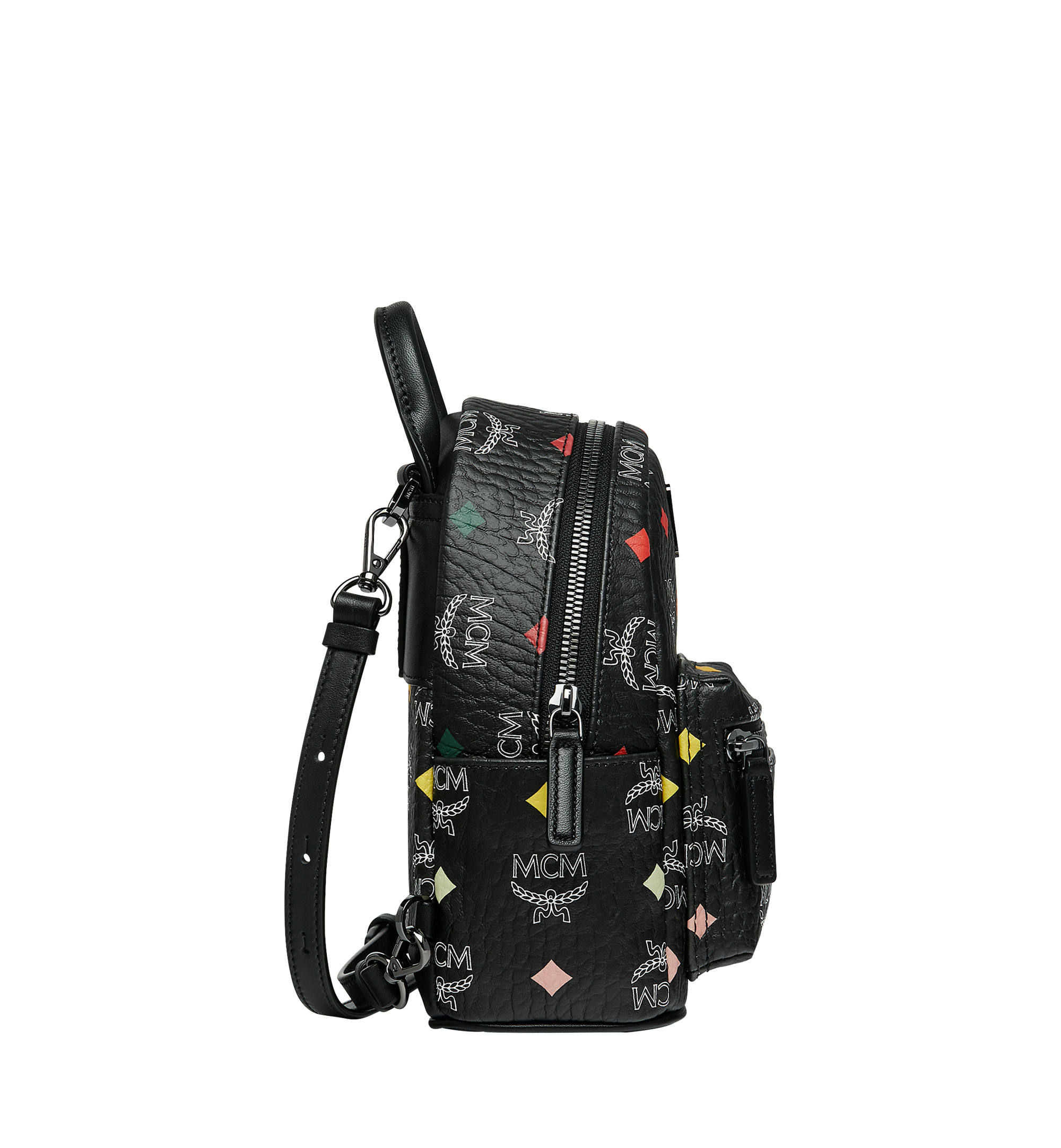 MCM Stark Bebe Boo Backpack in Skyoptic Visetos Black MMK9SVE69BA001 Alternate View 2