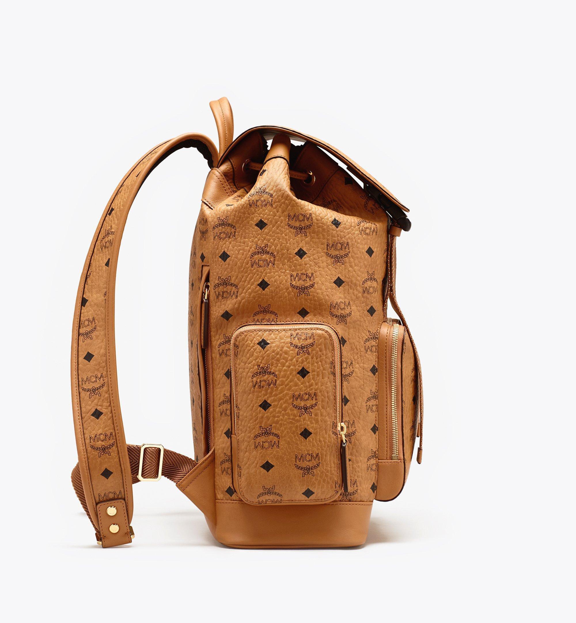 MCM Duke Visetos Medium Canvas Leather Backpack Cognac - 15% OFF