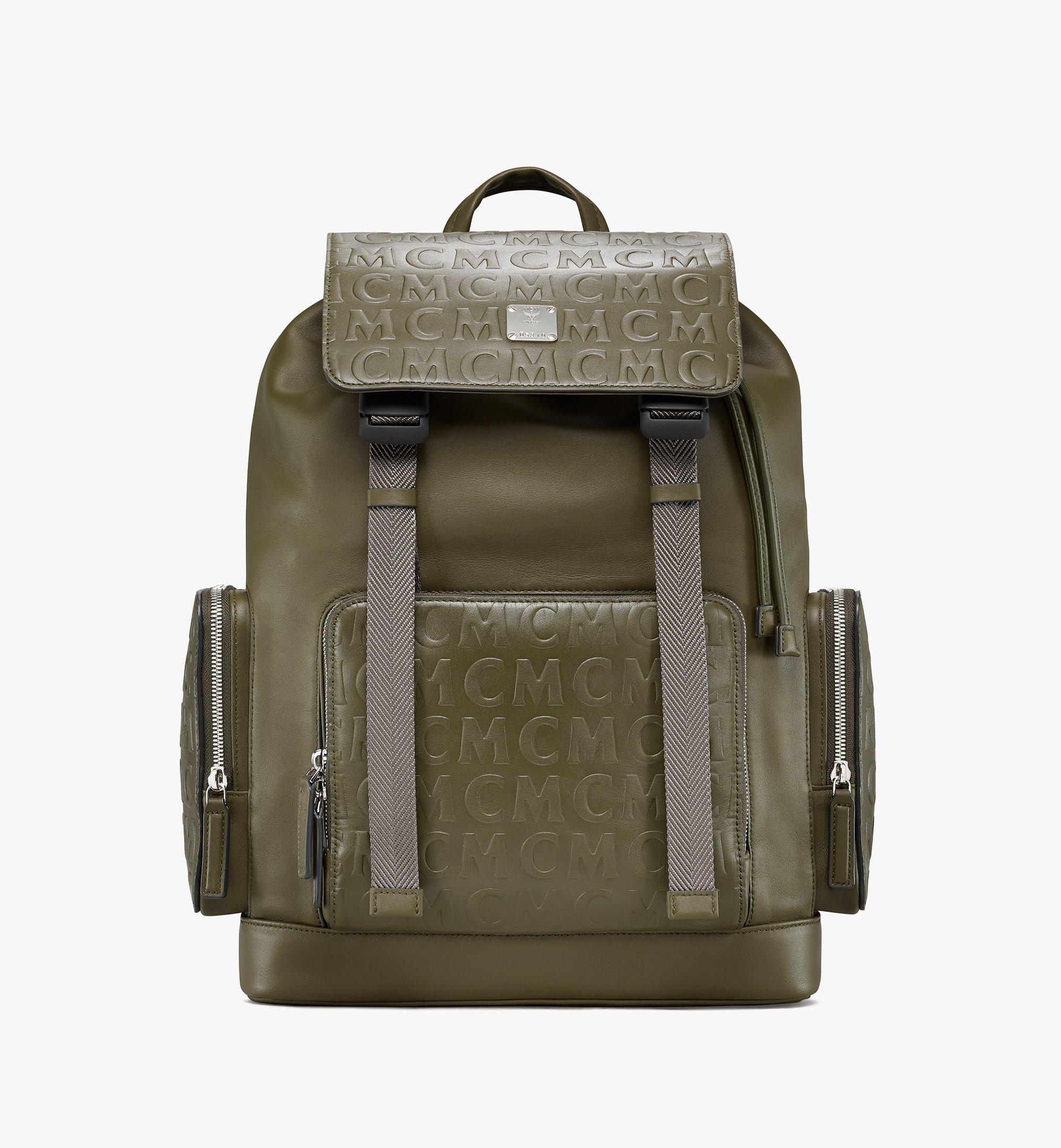 43 5 Cm 17 13 Brandenburg Backpack In Mcm Monogram Leather Green Mcm Us