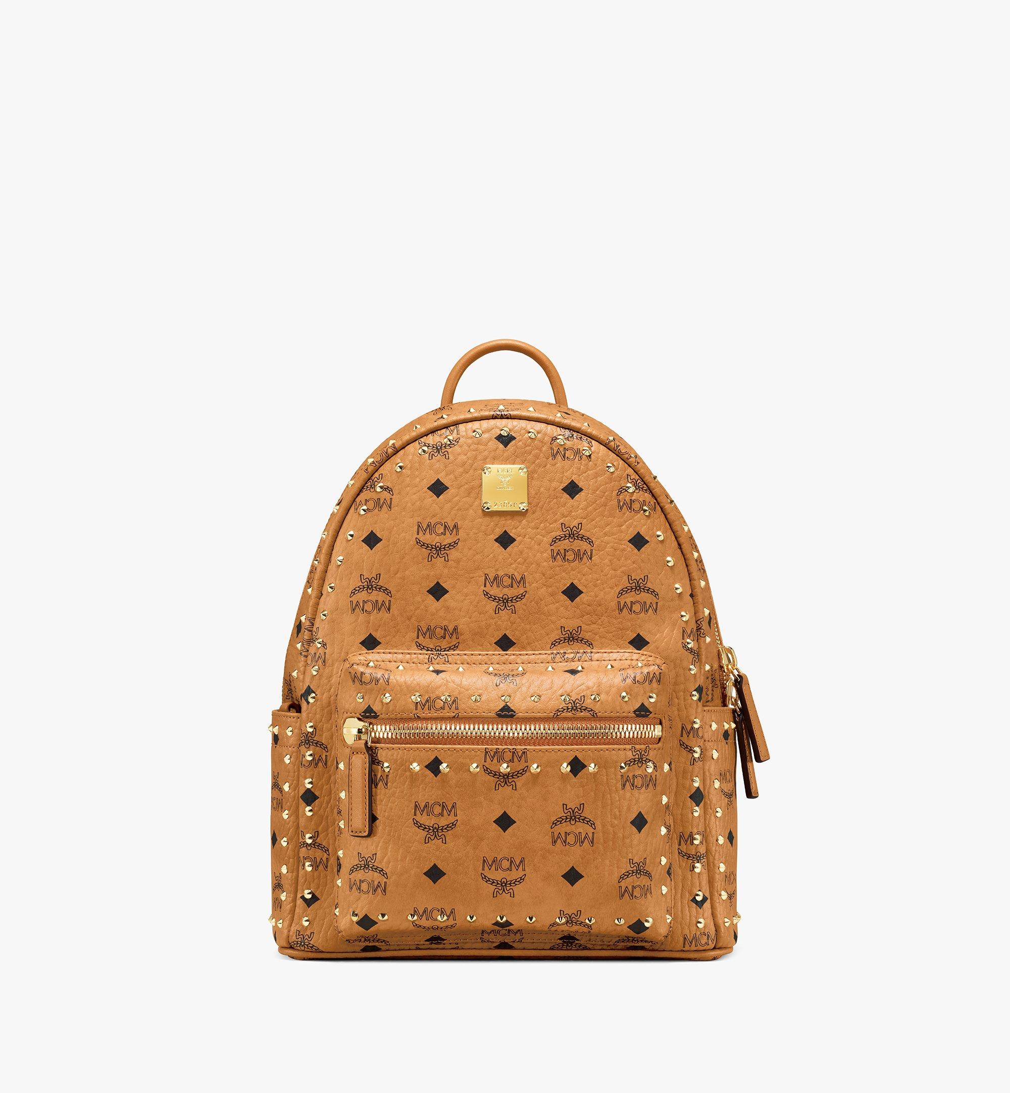 Small Stark Backpack in Studded Outline Visetos Cognac | MCM ®CN