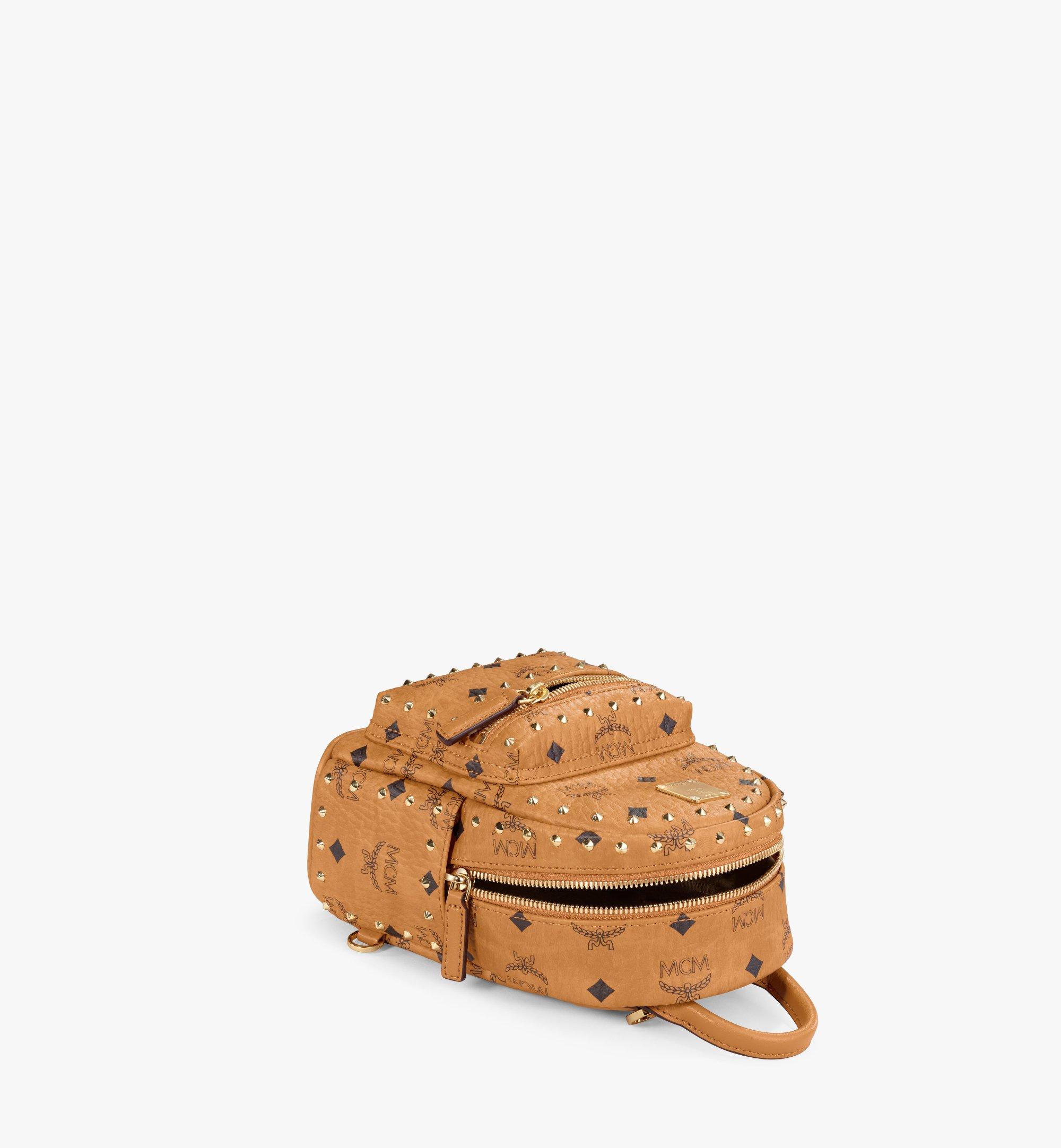 MCM Stark Bebe Boo Backpack in Studded Outline Visetos Cognac MMKAAVE05CO001 Alternate View 2