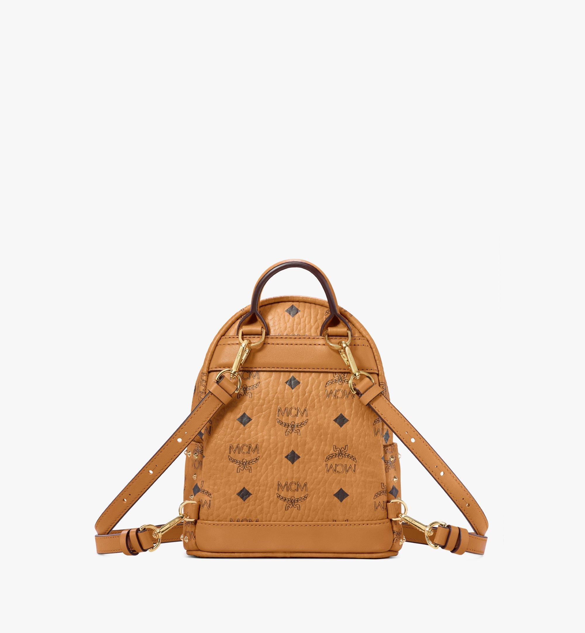MCM Stark Bebe Boo Backpack in Studded Outline Visetos Cognac MMKAAVE05CO001 Alternate View 3