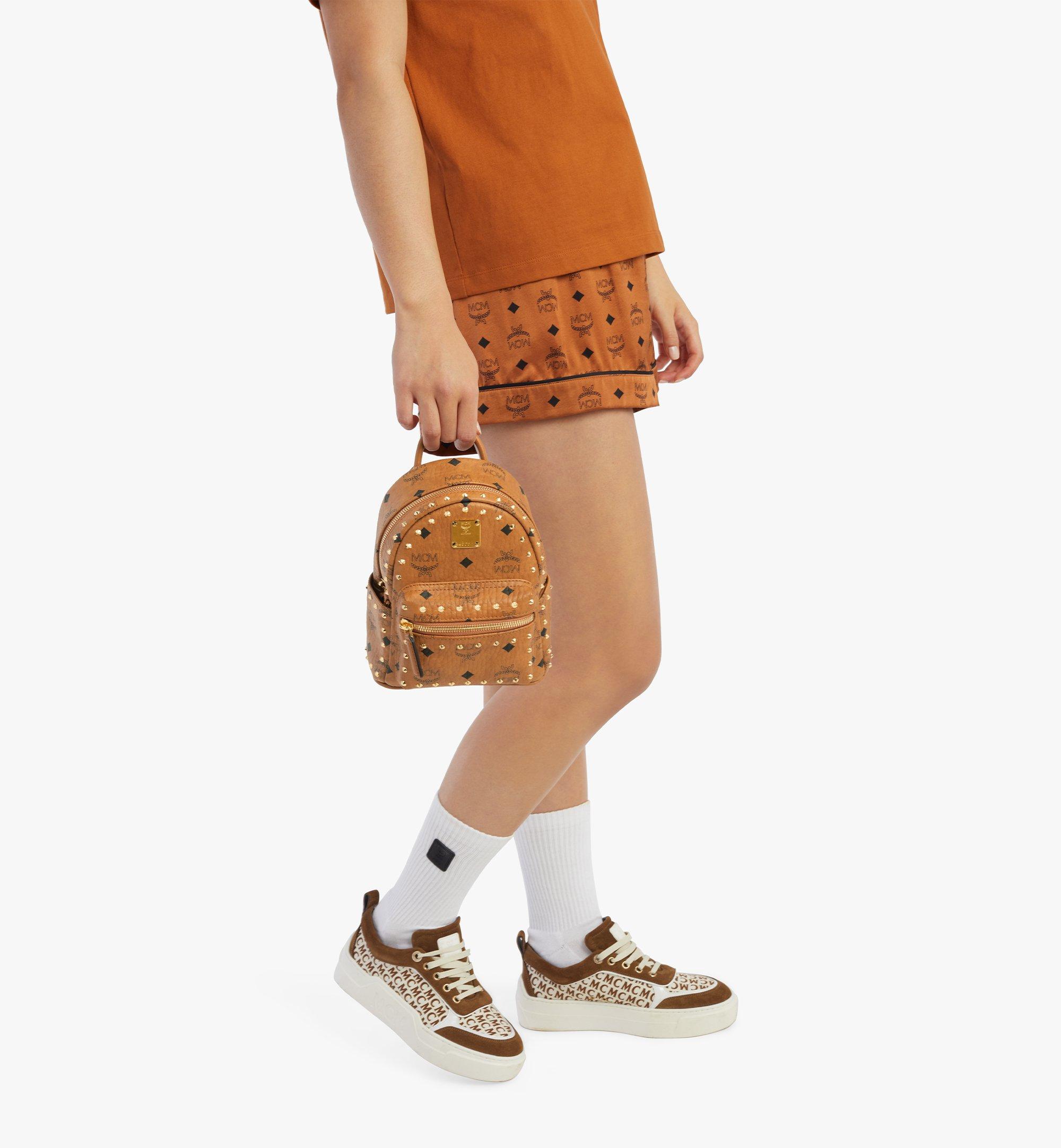 MCM Stark Bebe Boo Backpack in Studded Outline Visetos Cognac MMKAAVE05CO001 Alternate View 2
