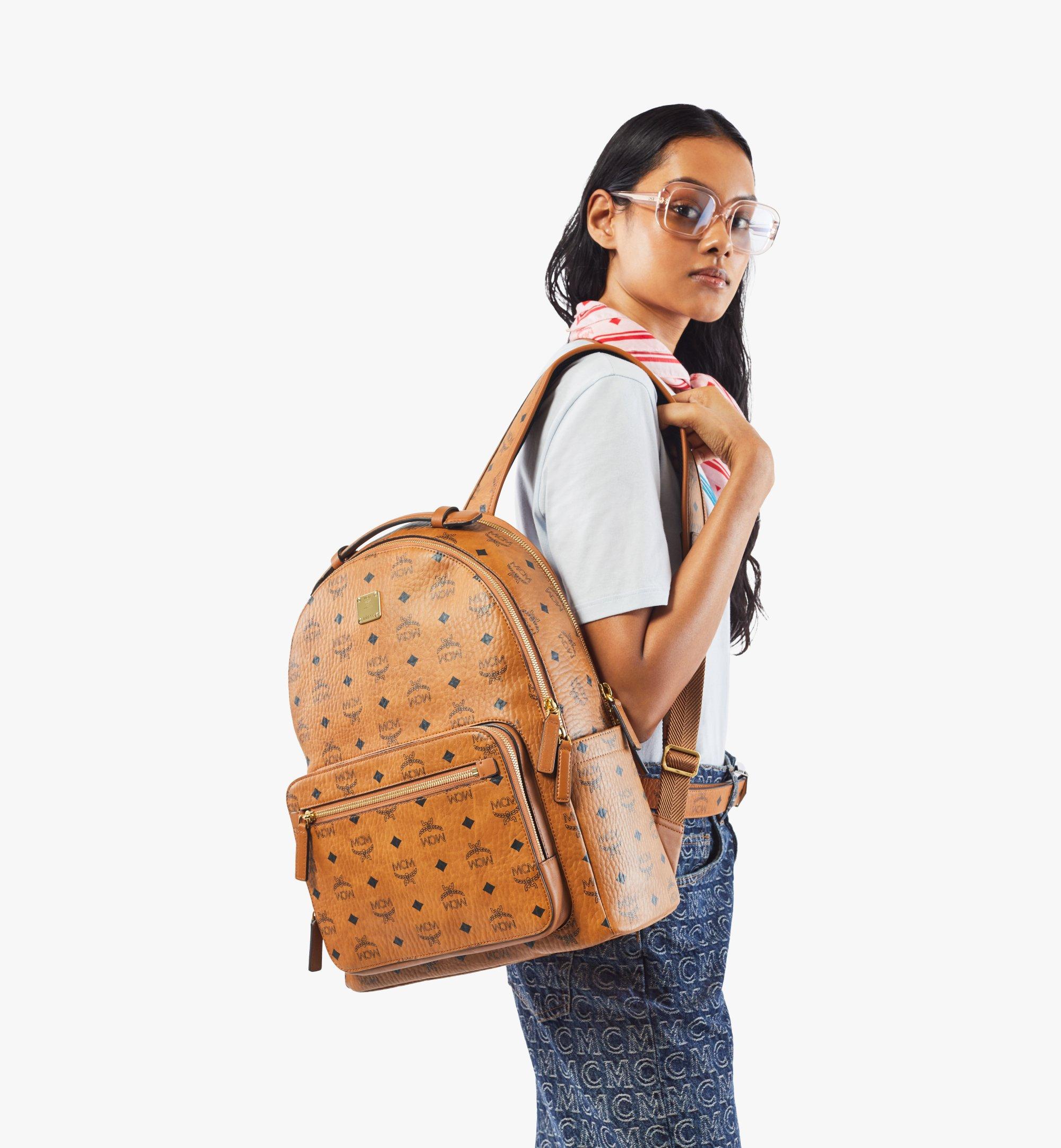 Mcm Stark Medium Backpack - Cognac