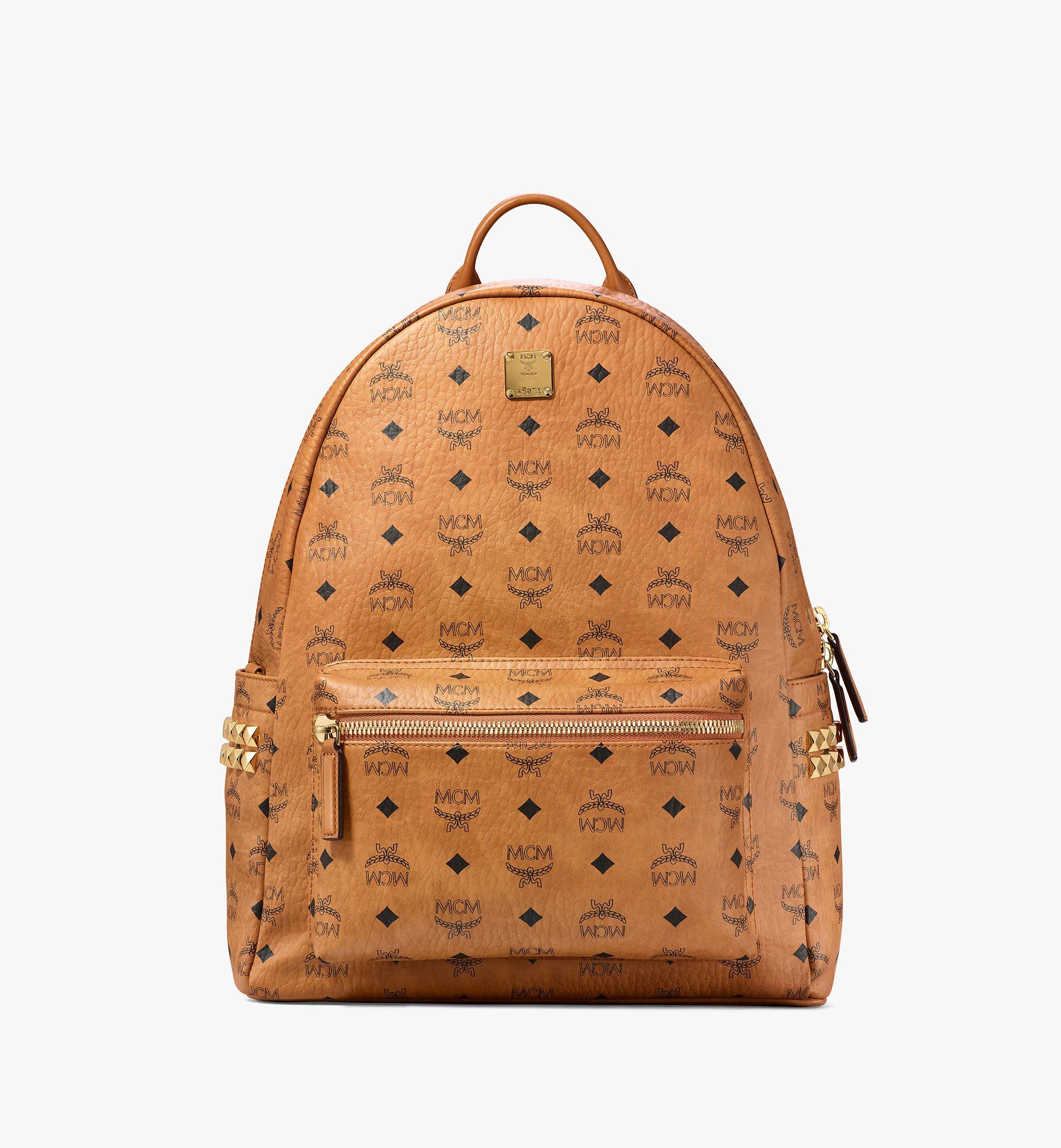 Medium Stark Side Studs Backpack in Visetos Cognac | MCM ®CA