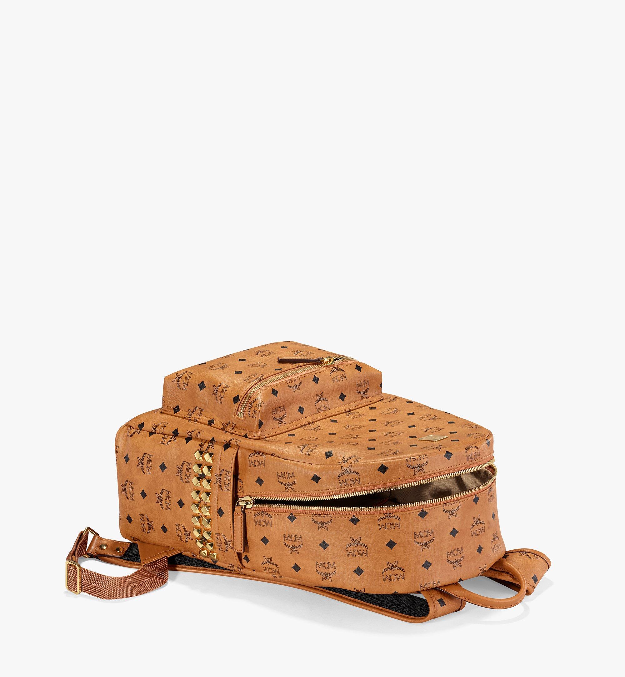 Medium Stark Side Studs Backpack in Visetos Cognac MCM US