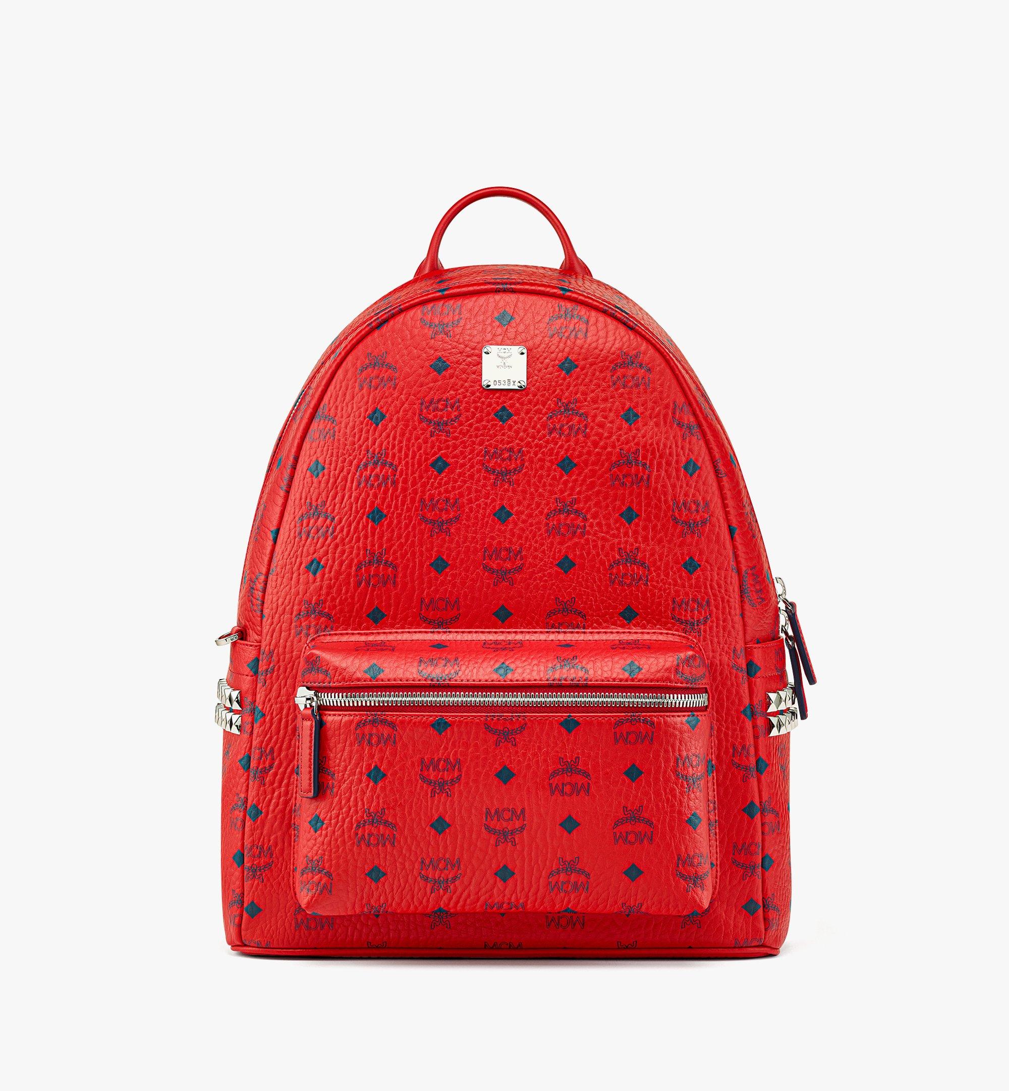 MCM Stark Side Studs Backpack in Visetos Red MMKAAVE09XC001 Alternate View 1