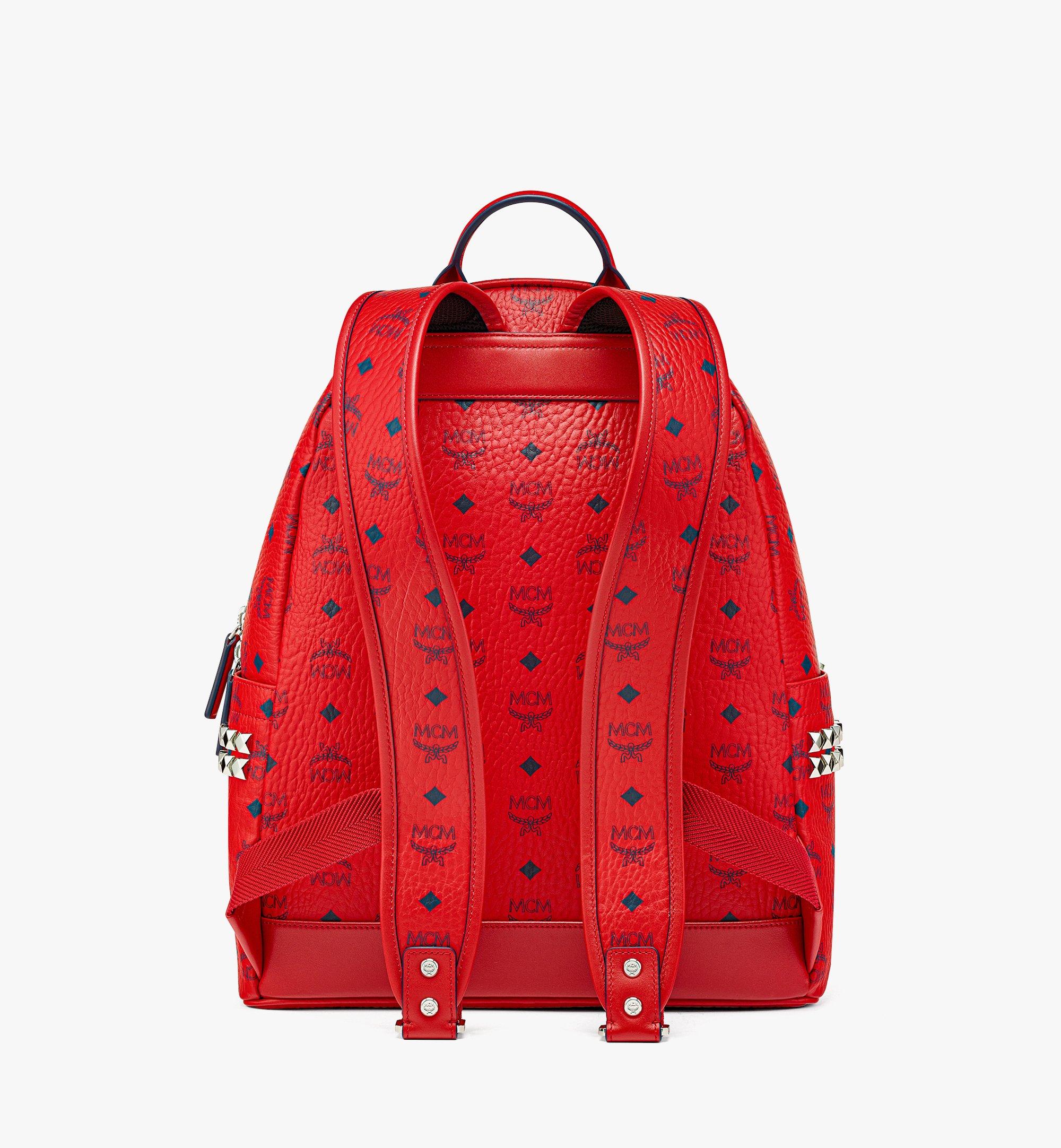 MCM Stark Side Studs Backpack Visetos Monogram Candy Red