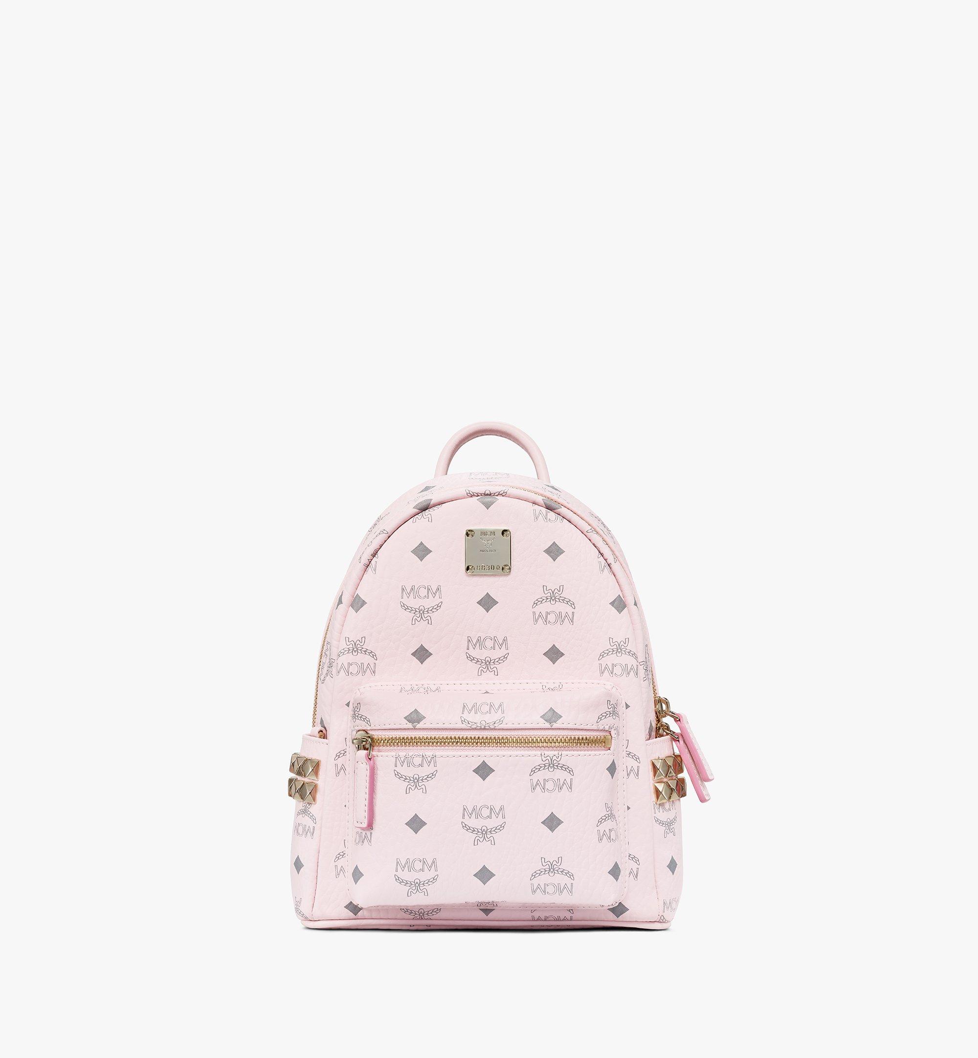 MCM Stark Side Studs Backpack Small Powder Pink in Coated Canvas