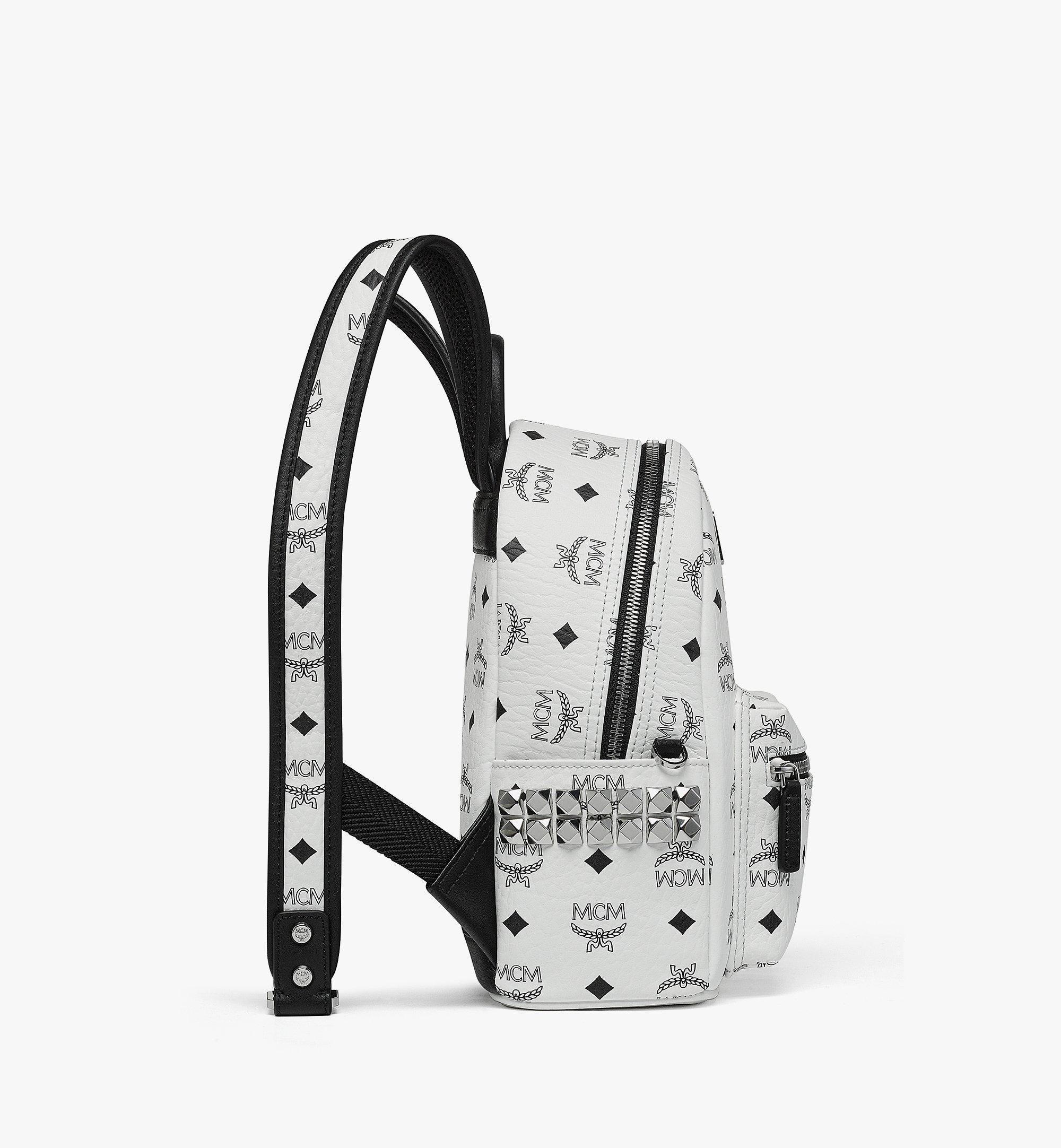 MCM Stark Side Studs Backpack in Visetos White MMKAAVE10WT001 Alternate View 1