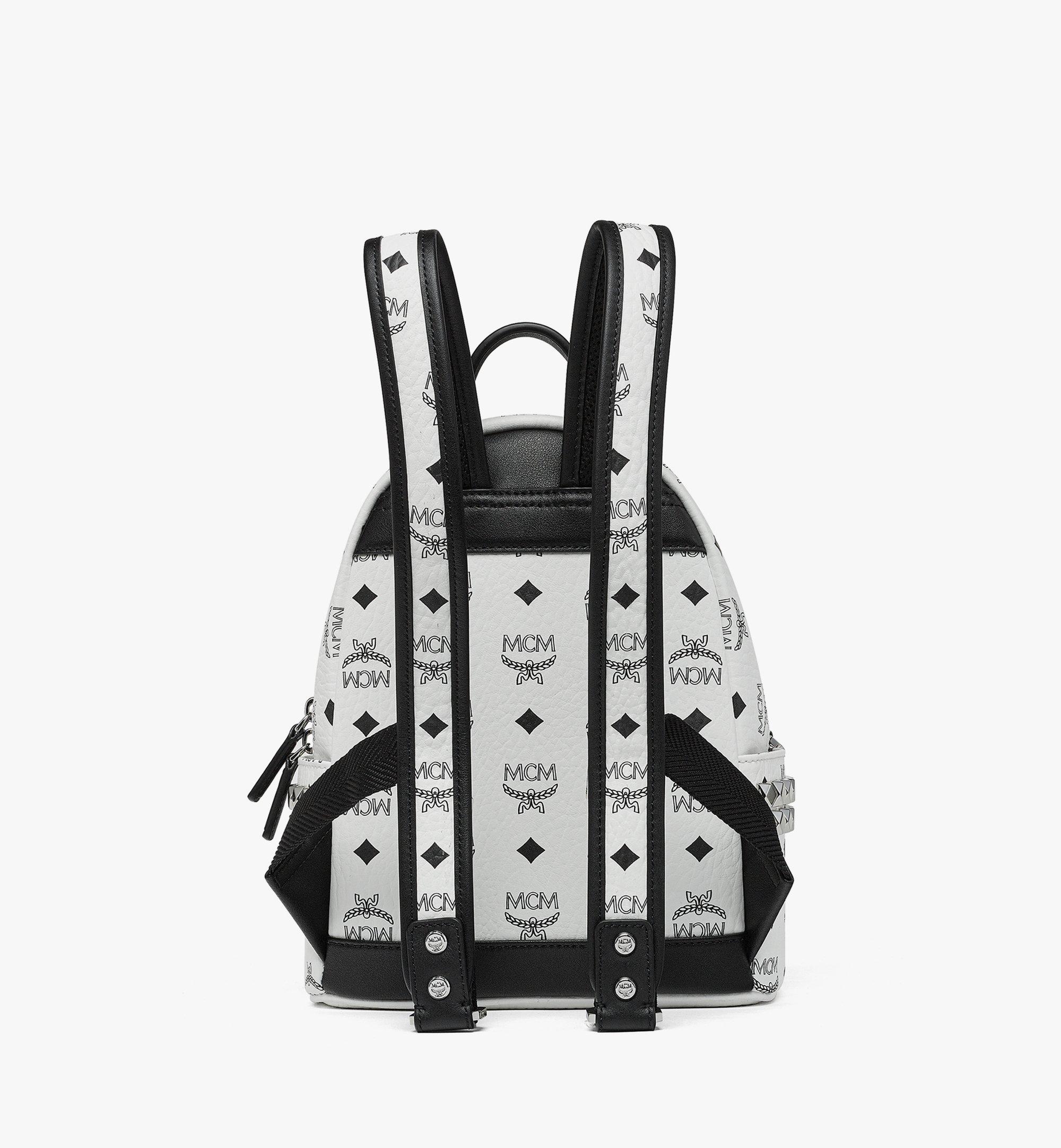 MCM Stark Side Studs Backpack in Visetos White MMKAAVE10WT001 Alternate View 3