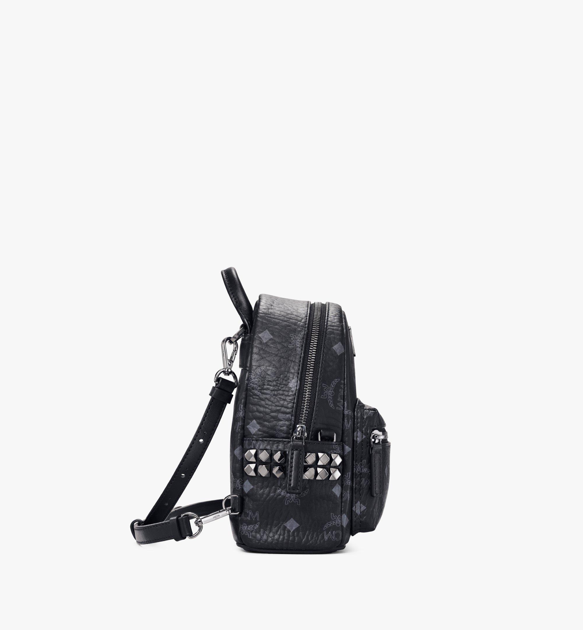 MCM Stark Bebe Boo Side Studs Backpack in Visetos Black MMKAAVE13BK001 Alternate View 1
