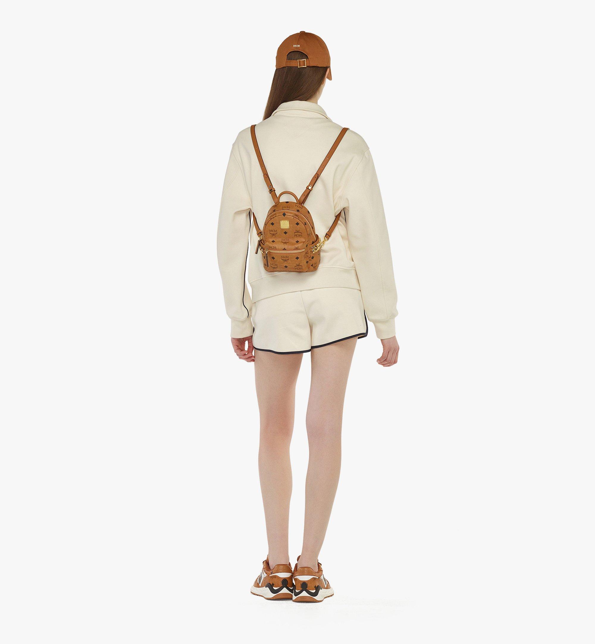 MCM X Bebe Boo Mini Studded Coated Canvas Backpack in White