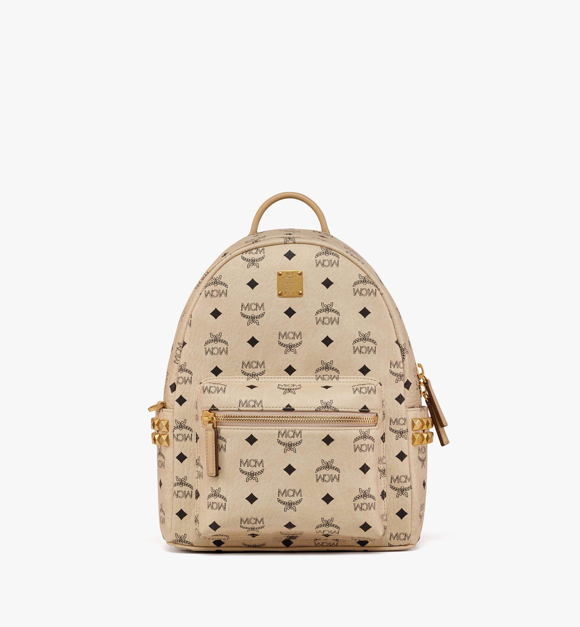 Small Stark Side Studs Backpack in Visetos Beige MCM US