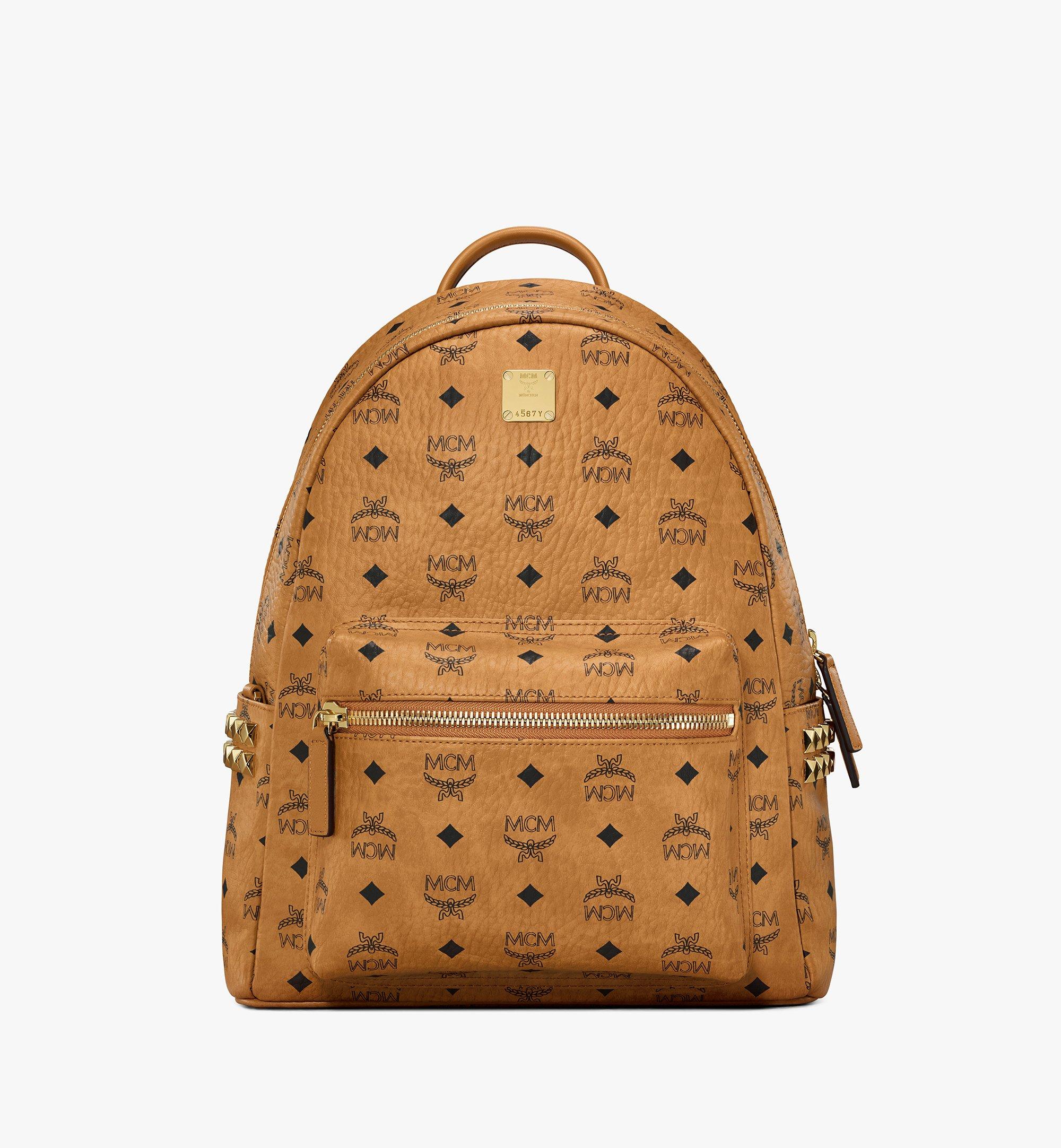 Mcm red studded clearance backpack