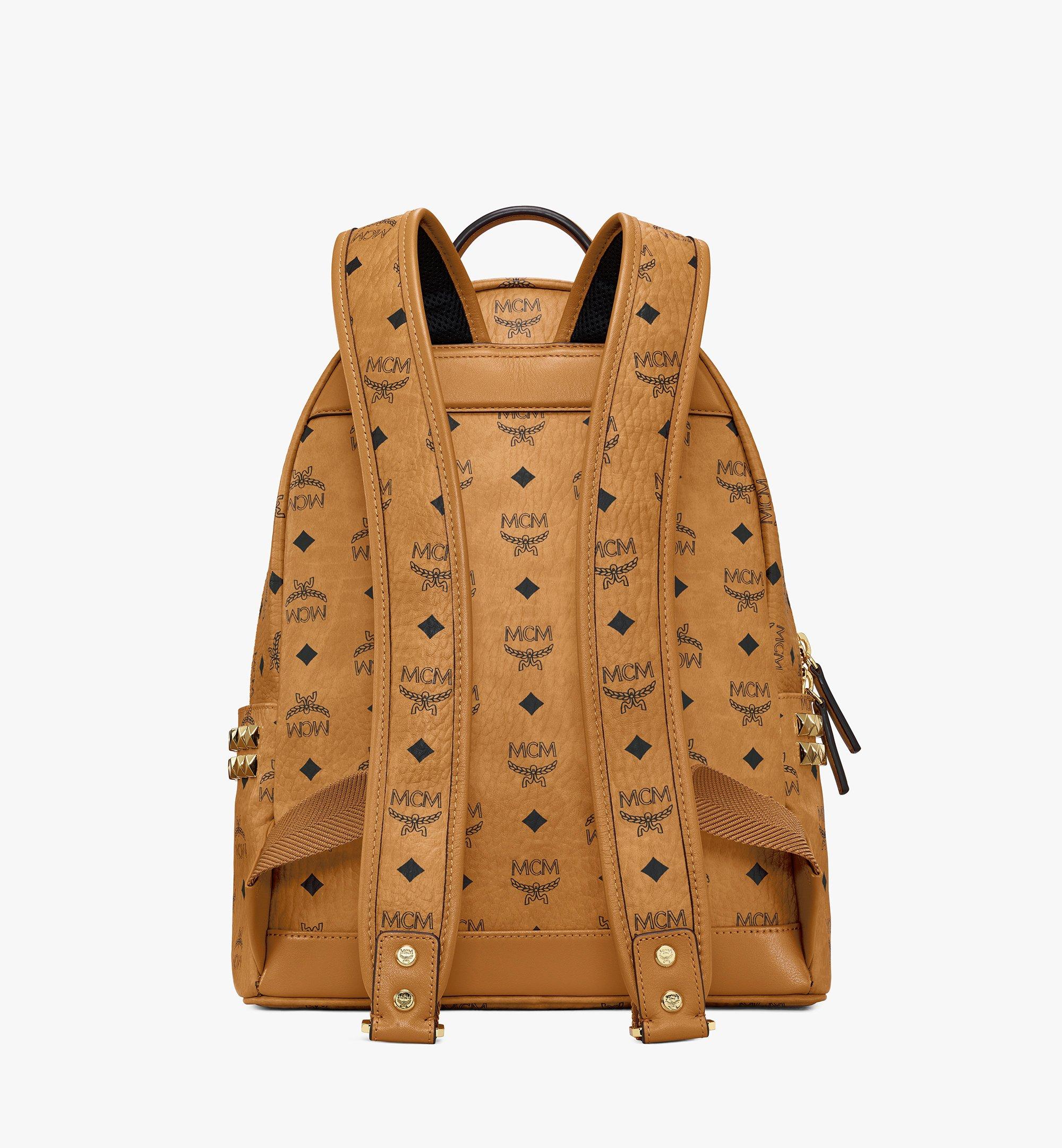 Small Medium Stark Side Studs Backpack in Visetos Cognac MCM TW