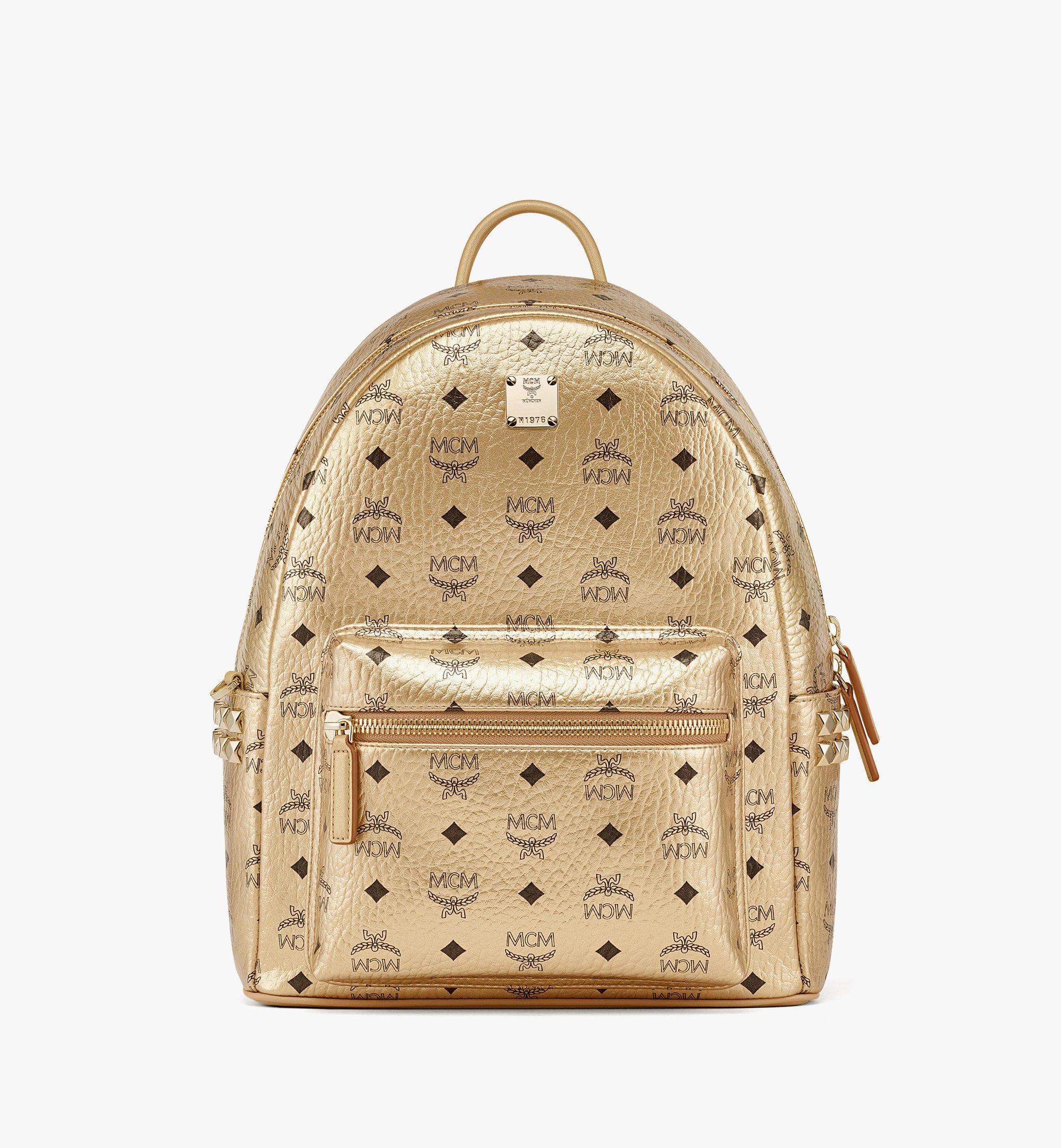 Mcm Stark Side Studs Backpack In Visetos In Berlin Gold | ModeSens